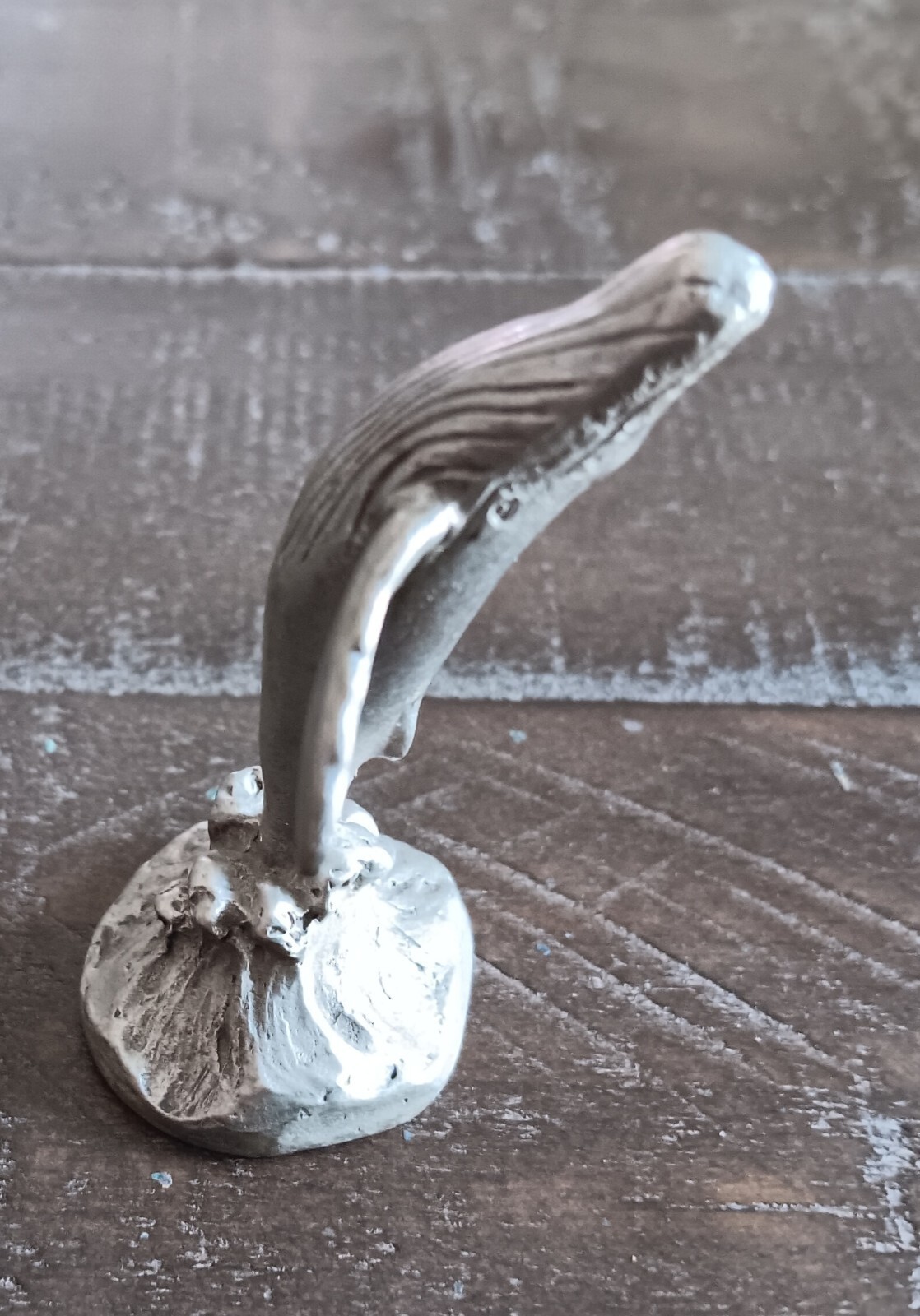 Vintage 2″ Whale Pewter Sea Life Figure Statue Made In USA