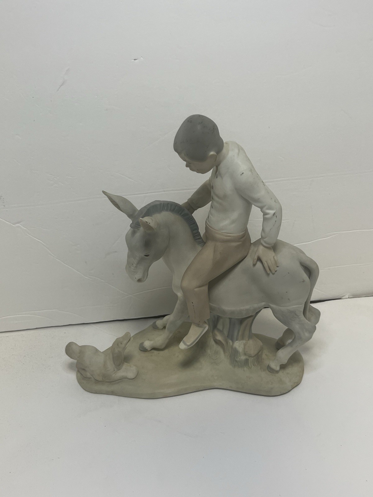 Rare 1960’s Lladro Rosal porcelain figure group of a boy on a donkey