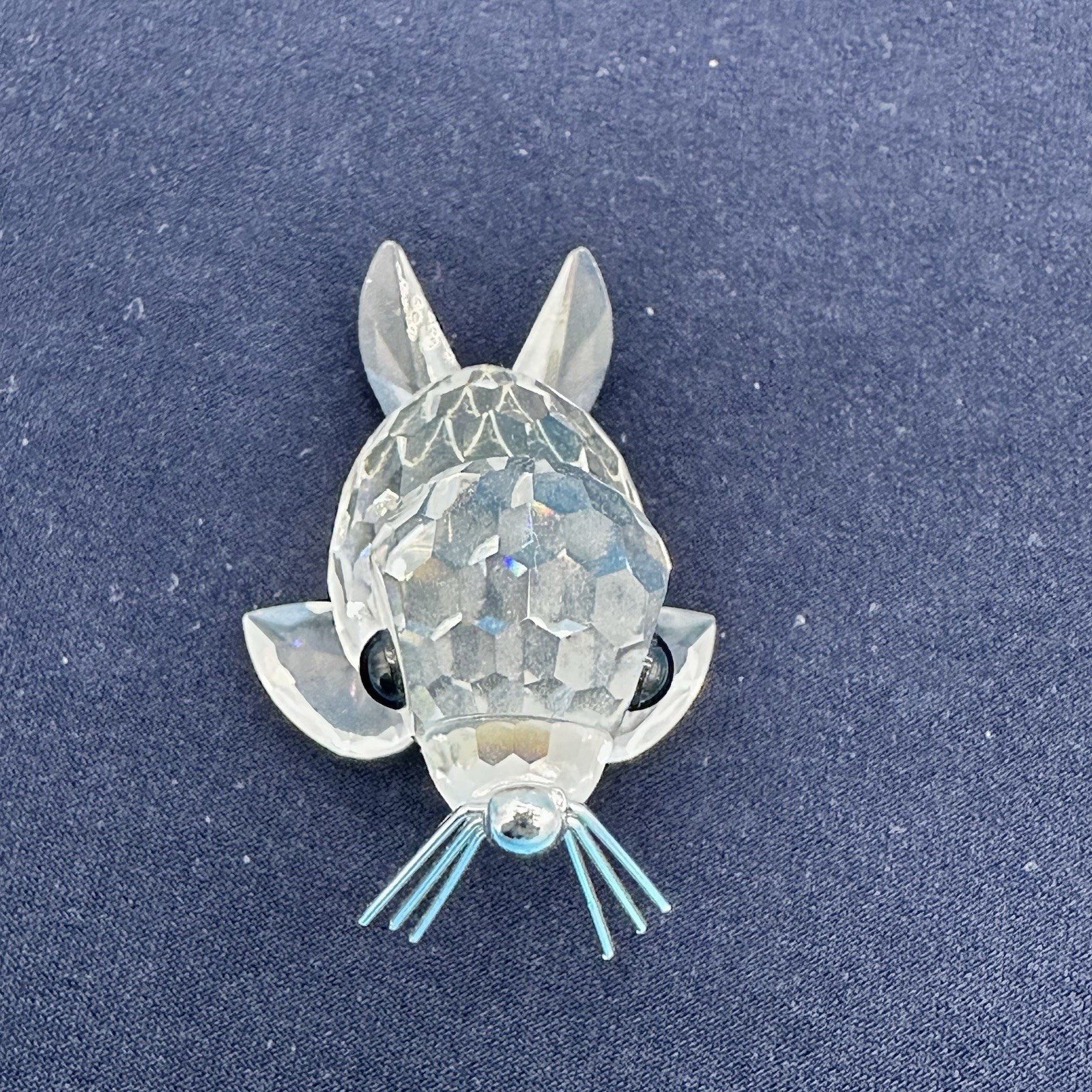 Swarovski Crystal Baby Seal Figurine Clear Faceted Glass Animal Black Eyes 7663