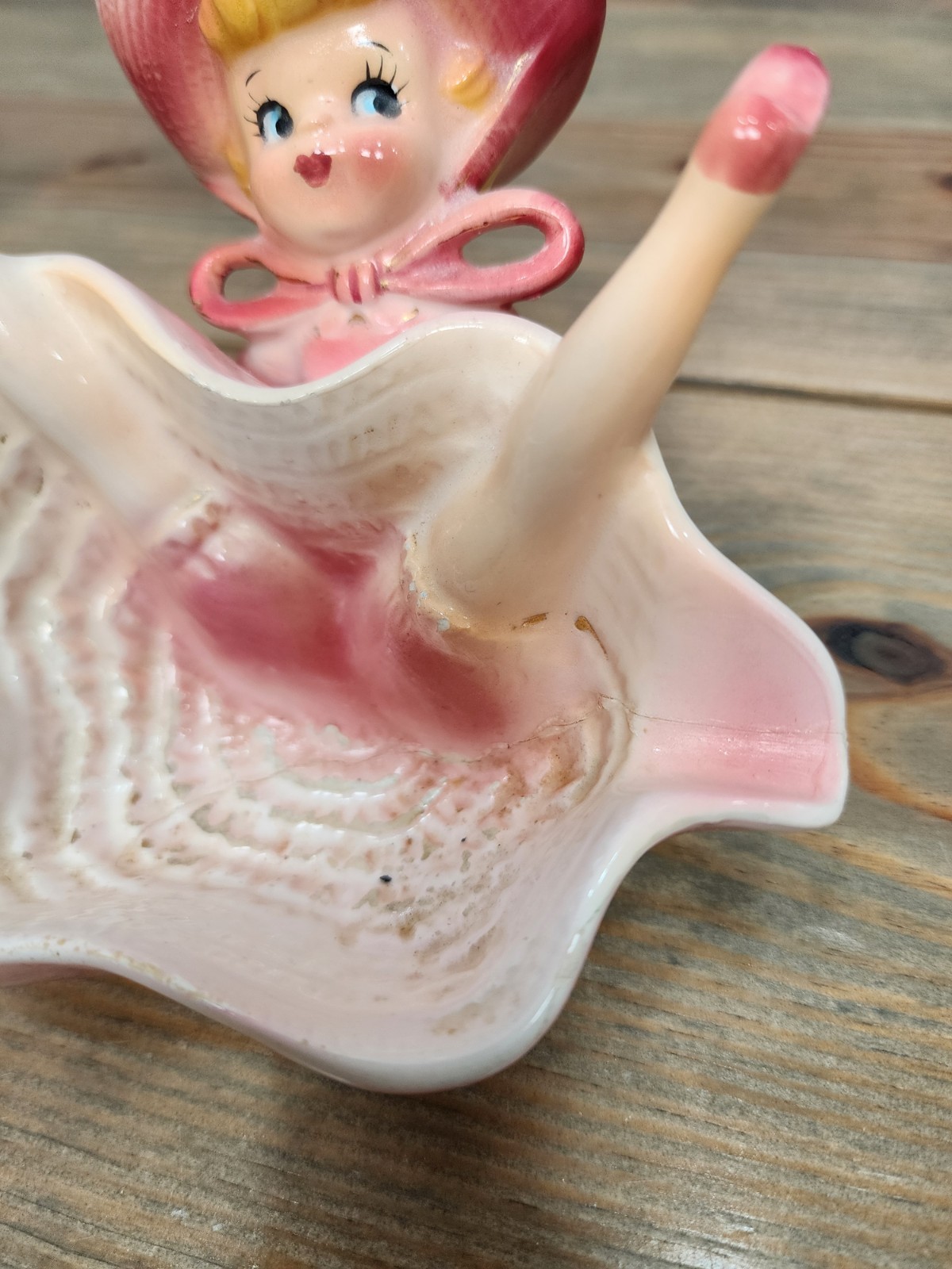 Whoopsie Daisy Bloomer Girl Pink 1940’s Trinket Dish/Ashtray Damaged