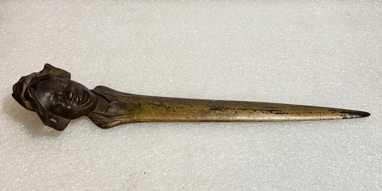 Americana Bronze Smiling Black Boy w Floppy Hat Letter Opener