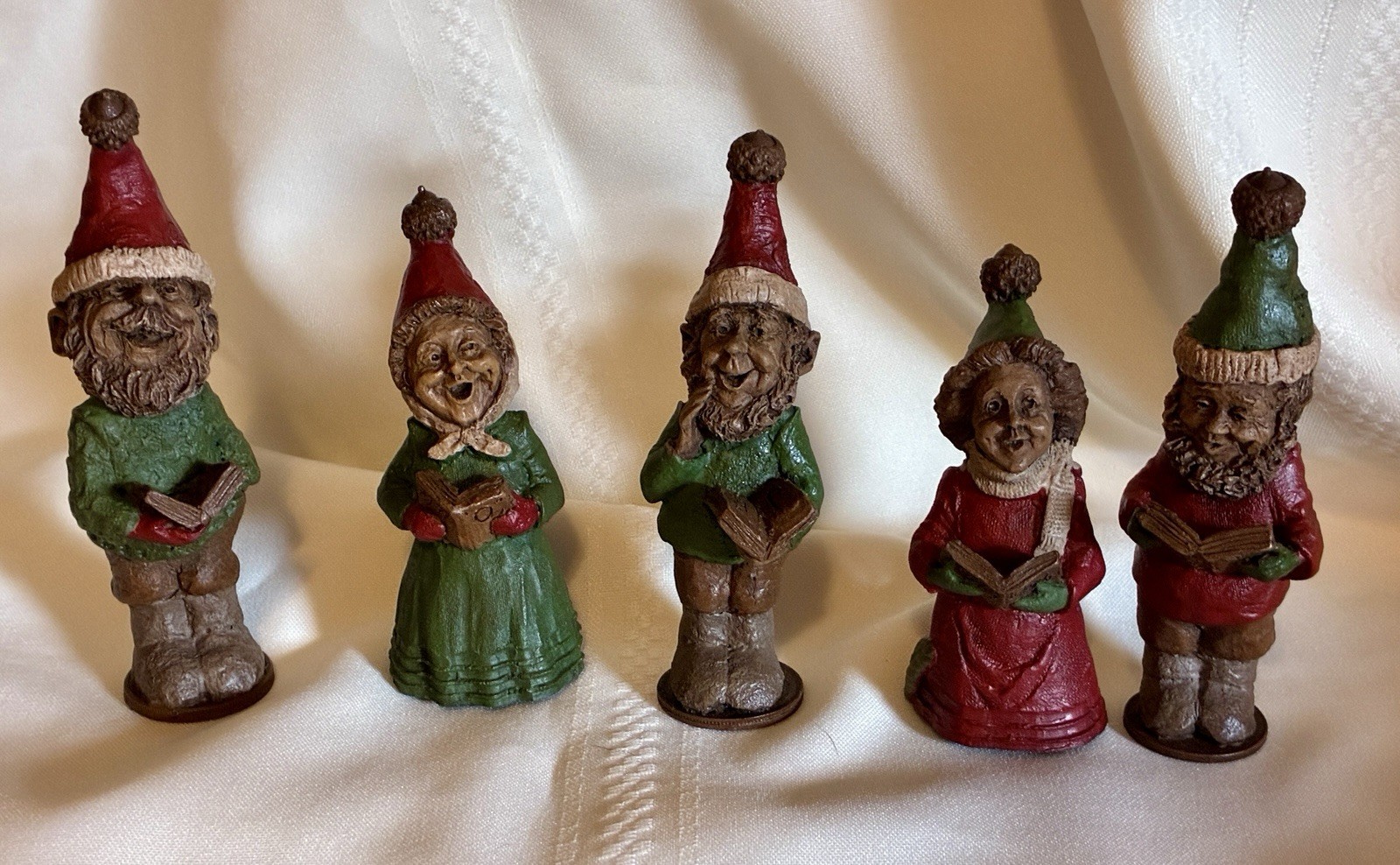 VINTAGE CAIRN STUDIO TOM CLARK CAROLING GNOMES COMPLETE SET OF 5 CHRISTMAS