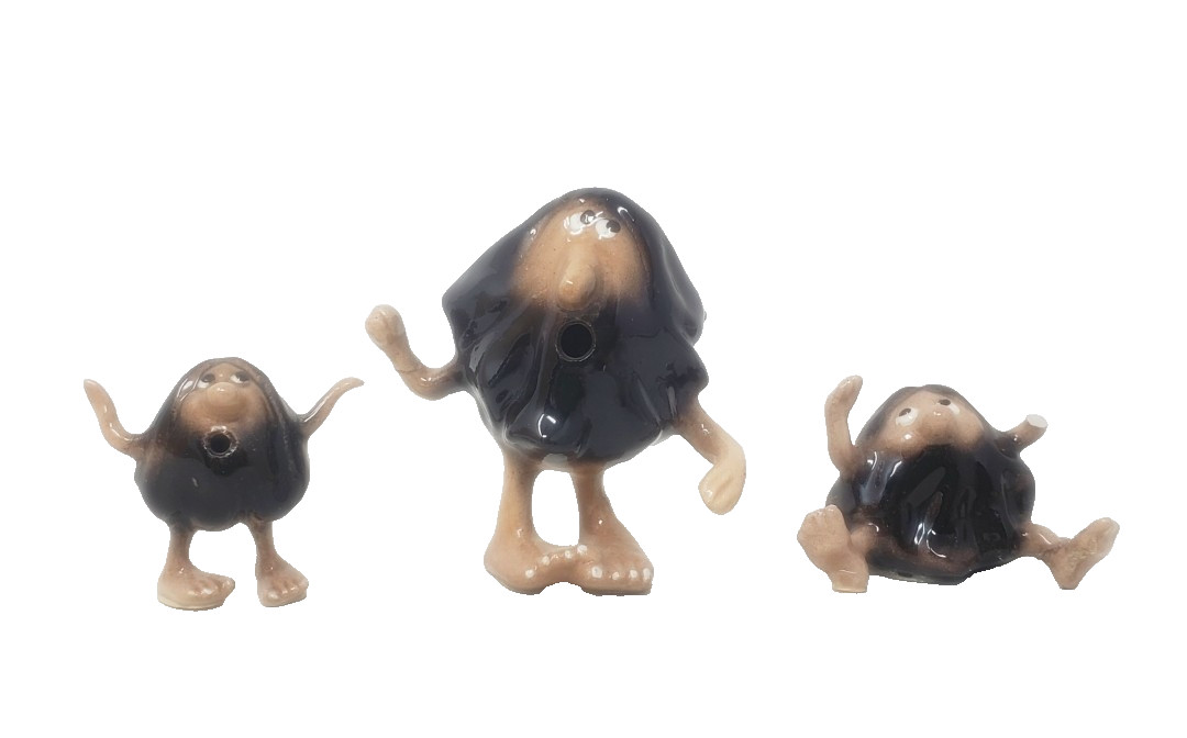 READ – 3 Hagen-Renaker Little Horribles Miniatures Ceramic Cave Men Vintage