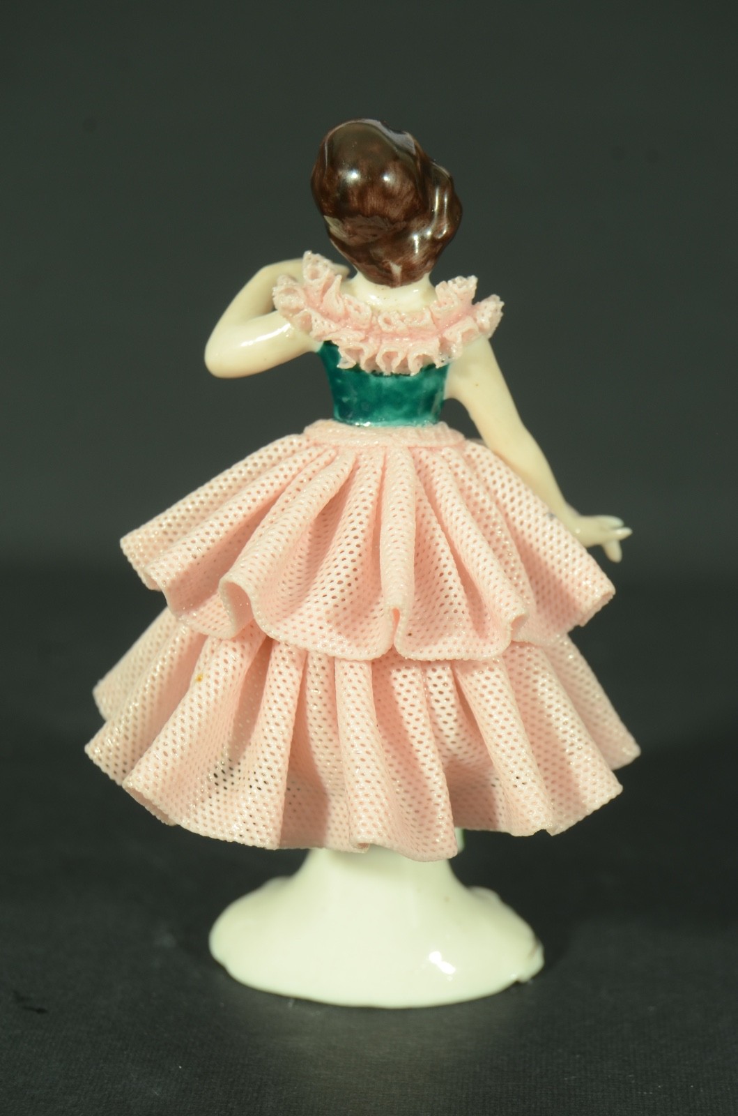 Antique Dresden Pink Porcelain Lace Ballerina Figurine