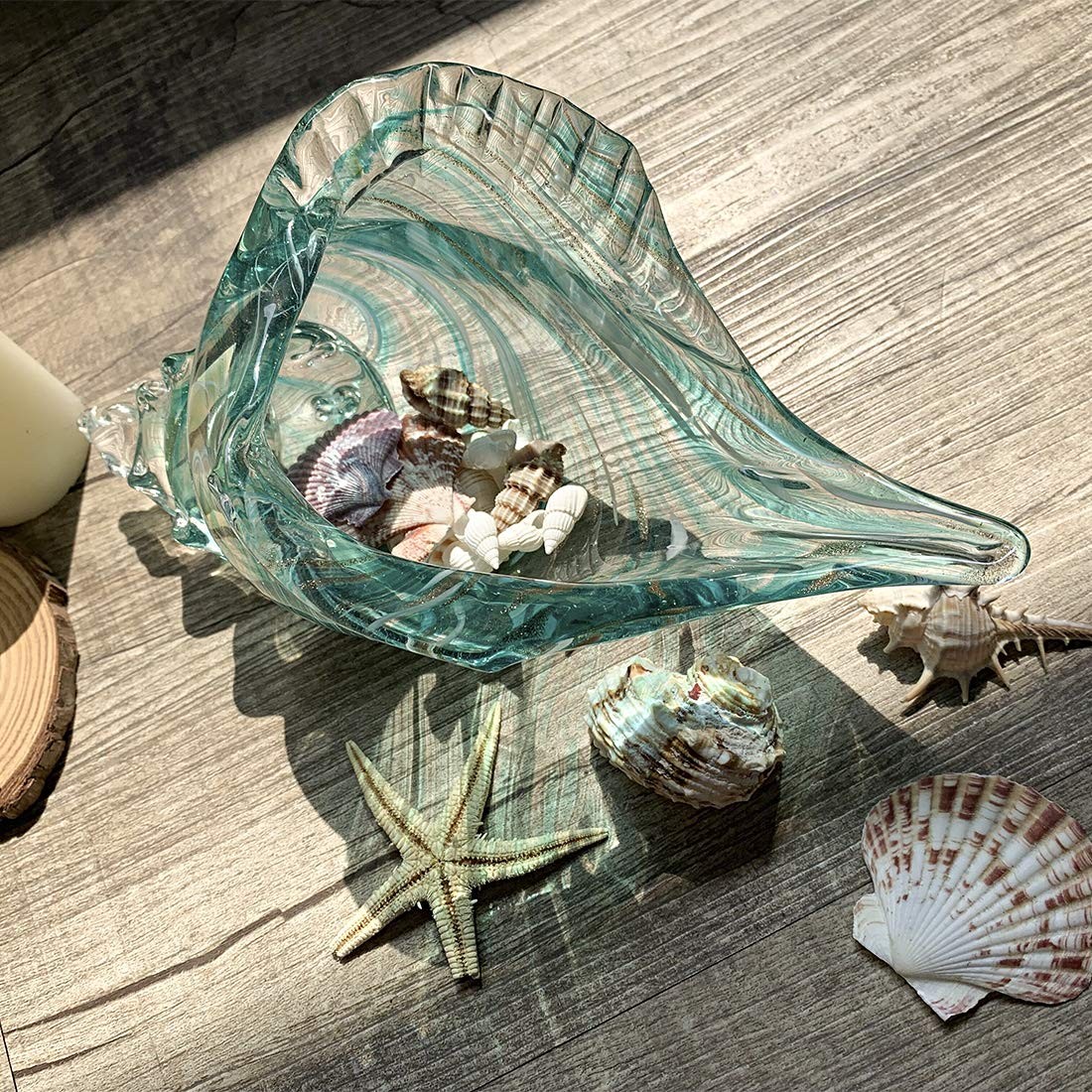 QFkris Hand Blown Glass Conch Seashell Figurine Home Decor Art Glass Sculptur…
