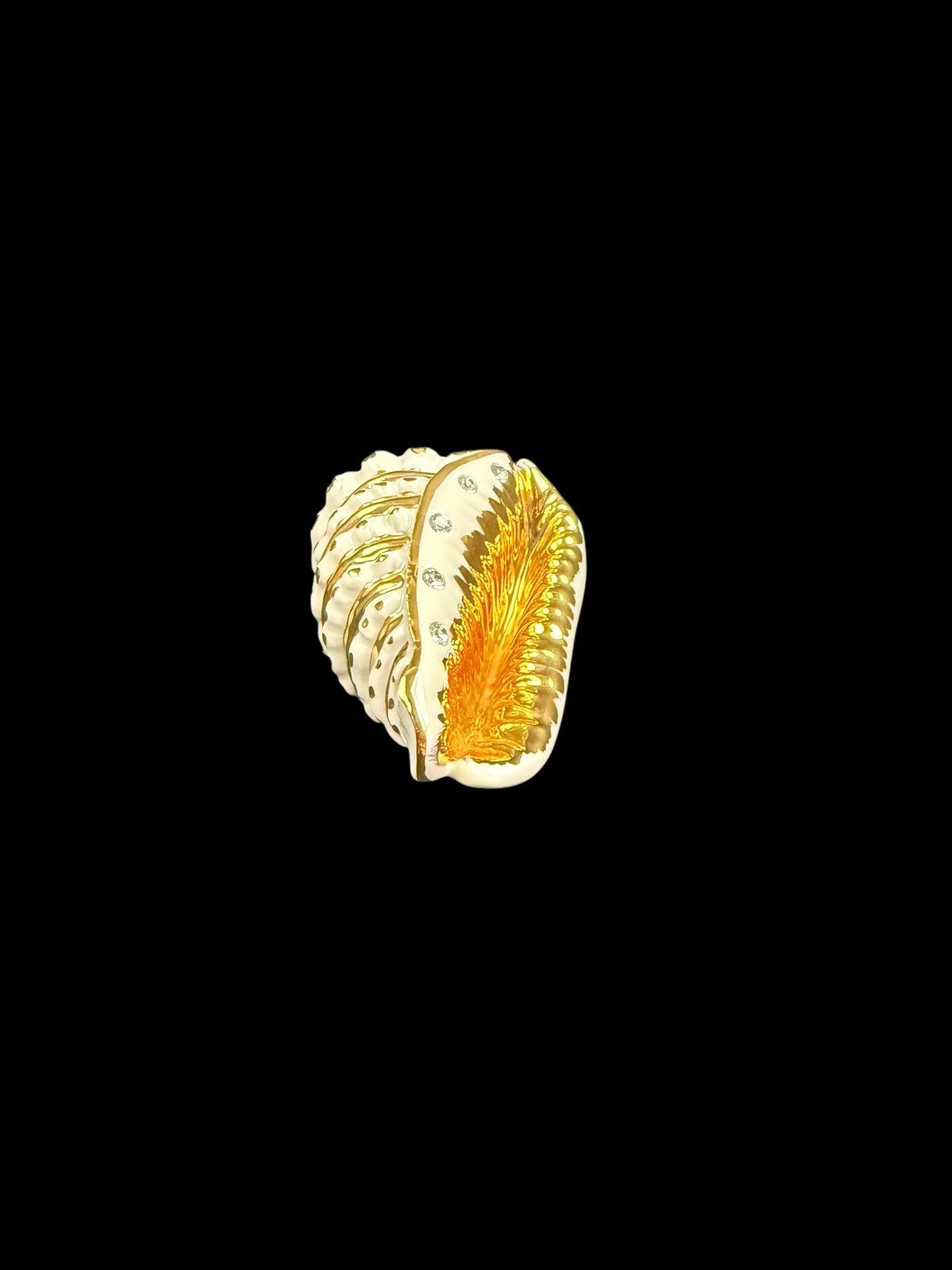 RG Porcellane Capodimonte Limoges Shell Figurine White Gold Tone Swarovski Italy