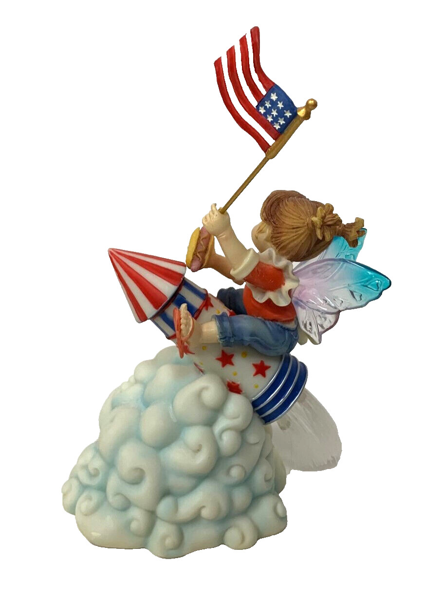 Enesco 2010 My Little Kitchen Faires Patriotic Rocket Fairie Musical Figurine