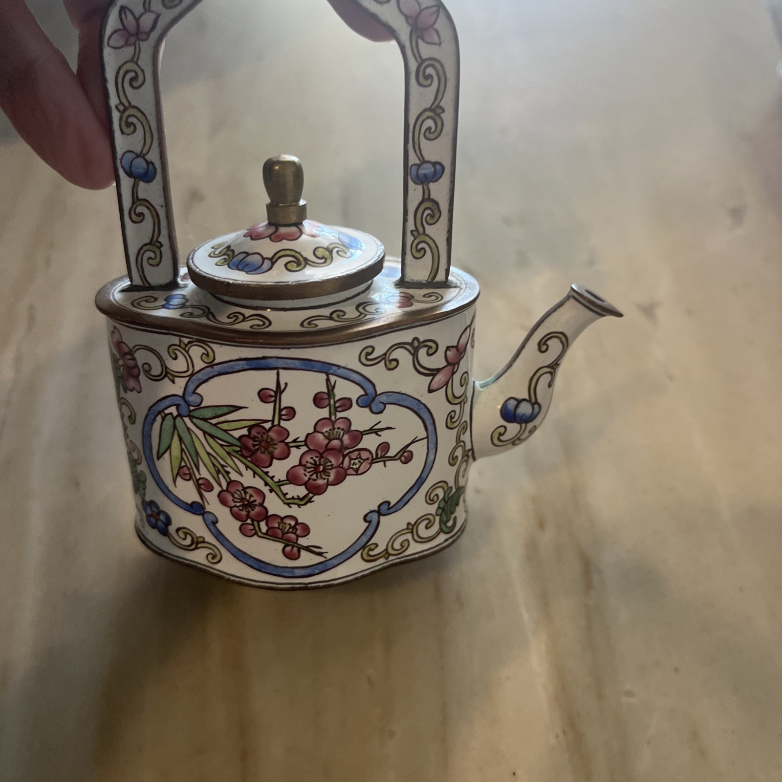 KELVIN CHEN Enamel Copper Handpainted Mini Teapot 57 Floral
