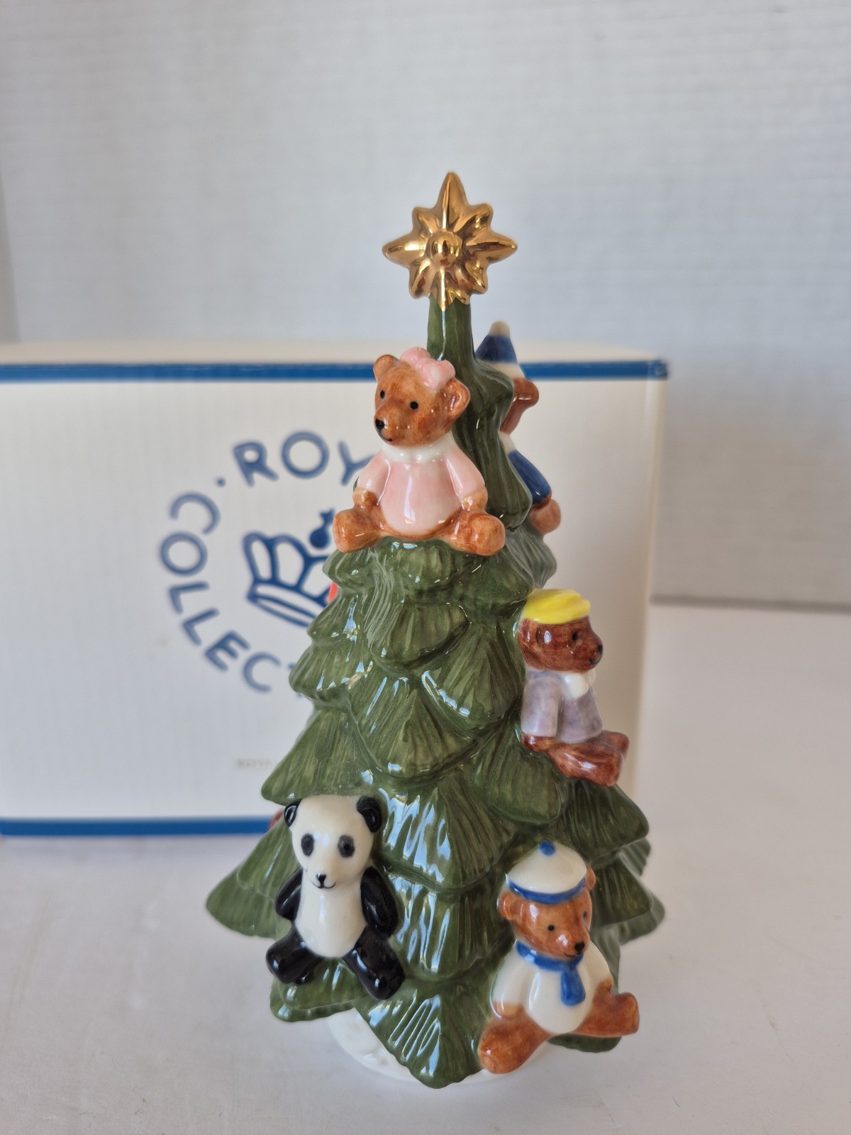 2013 Royal Copenhagen Annual Christmas Tree Teddy Bear Porcelain Figurine Rare