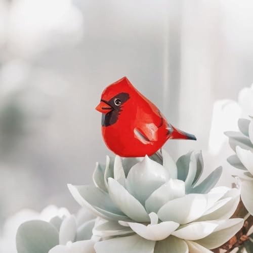 Hand-Carved Wooden Northern Cardinal Figurine, Red Bird Memorial Gift, Sympathy