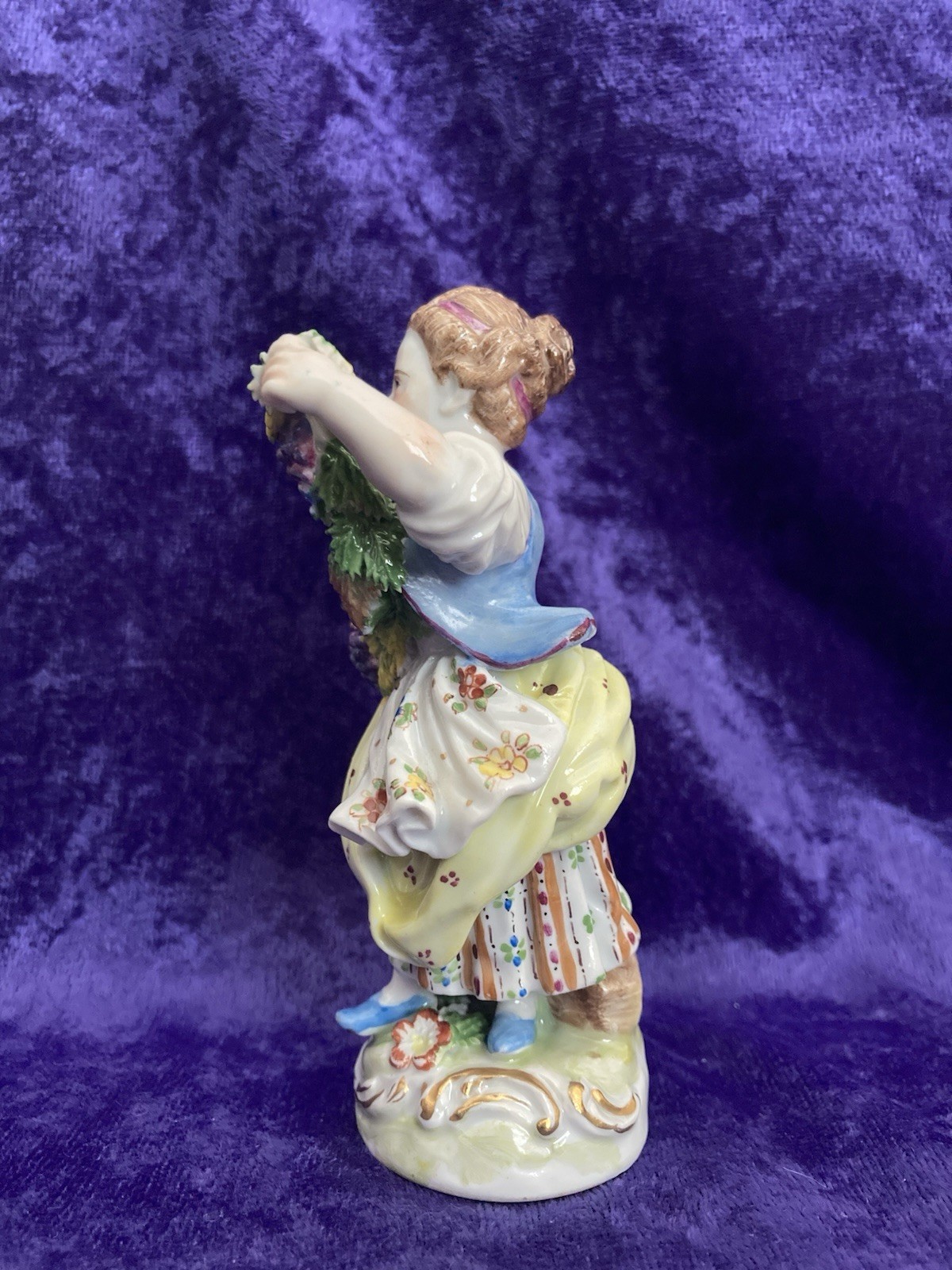 2 Antique Karl Thieme Porcelain Grape Seller Figurines MINT CONDITION!