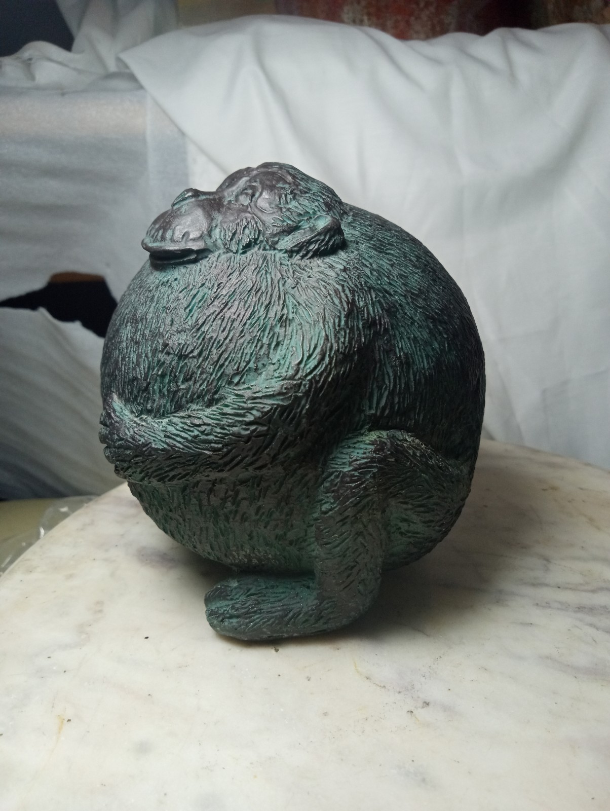 Round Monkey Figurine Resin Light Weight Fun Animal Decor See Pictures