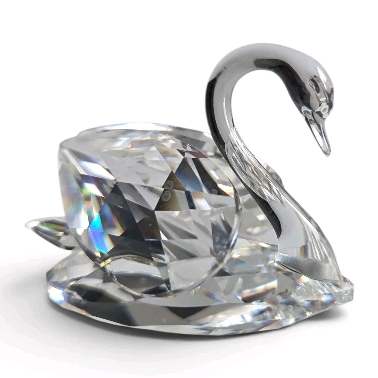 Swarovski Silver Crystal Swan Figurine #7633 Retired w/ Original Box Austria