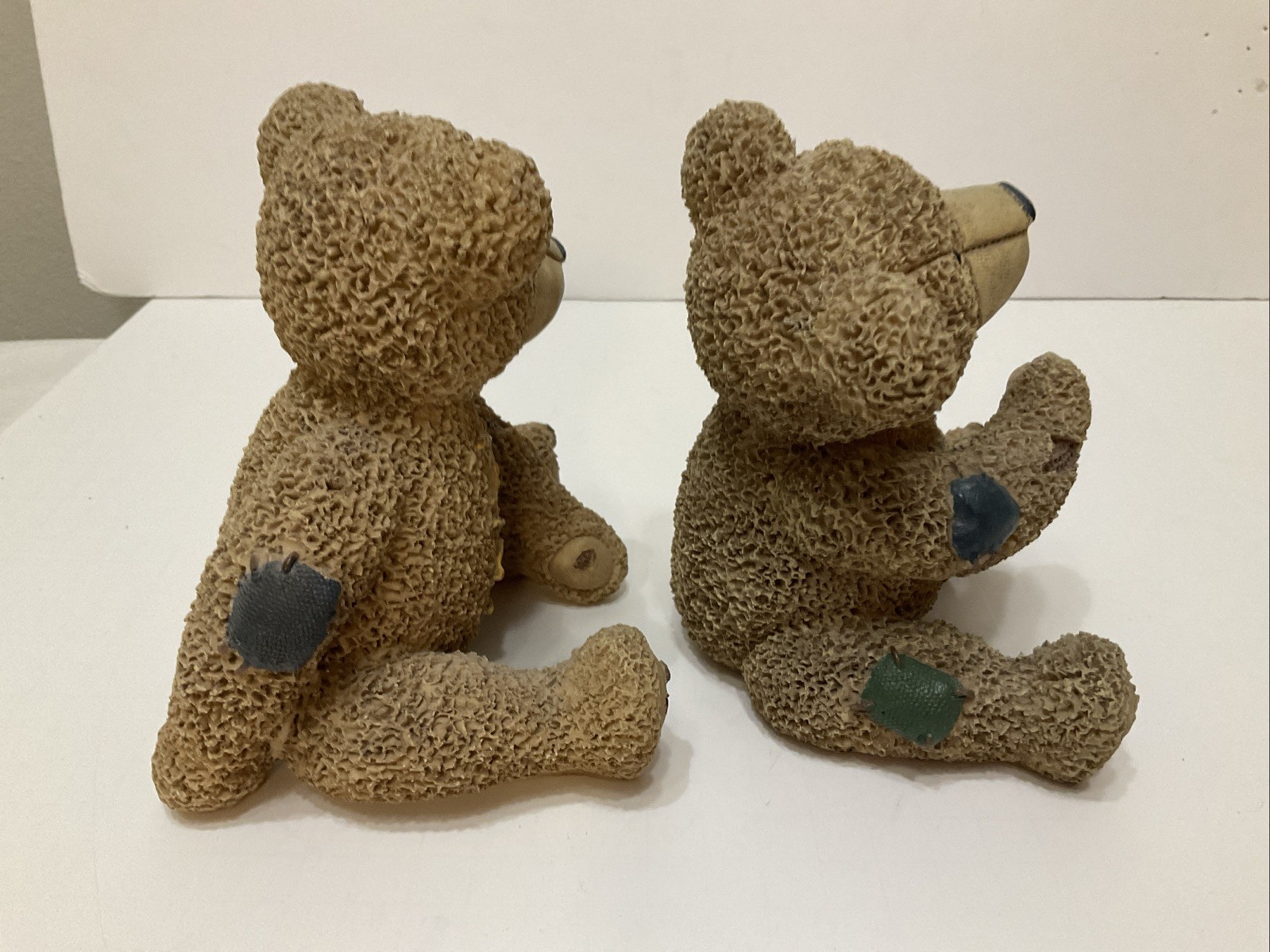 Pair Resin Teddy Bears Sitting Approx. 6” X 5”