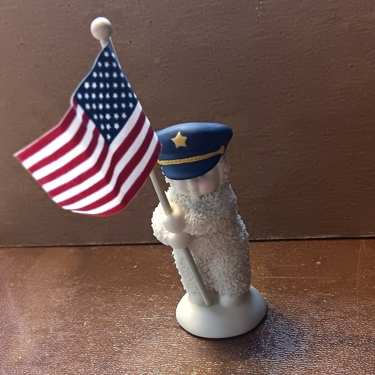 Dept 56 Snowbabies Figurine “To Protect You” Police with American Flag