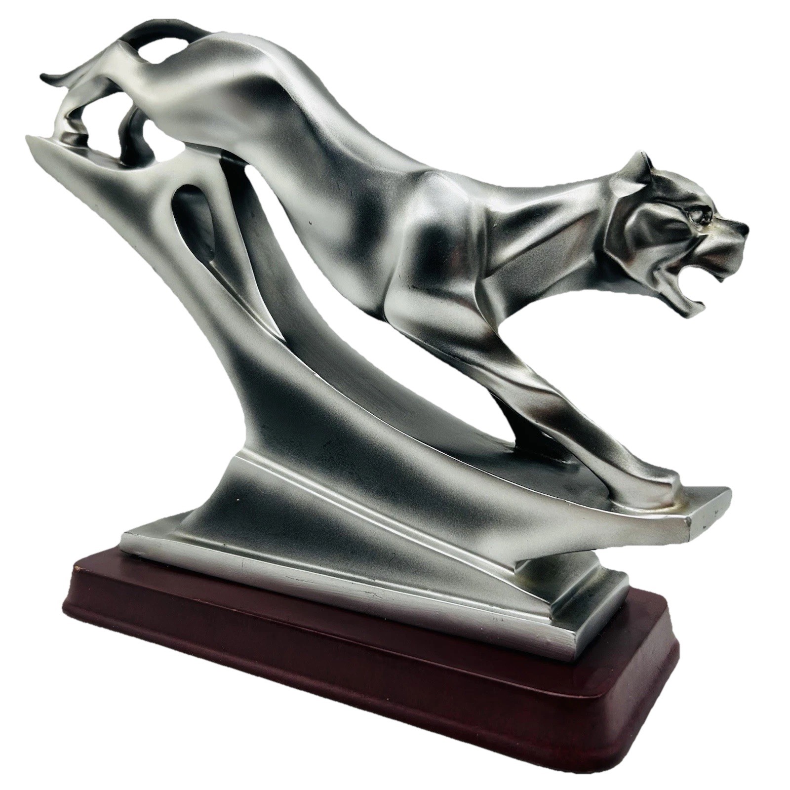 Herco Panther Puma Sculpture Modern Art Deco Style Silver Tone Figurine