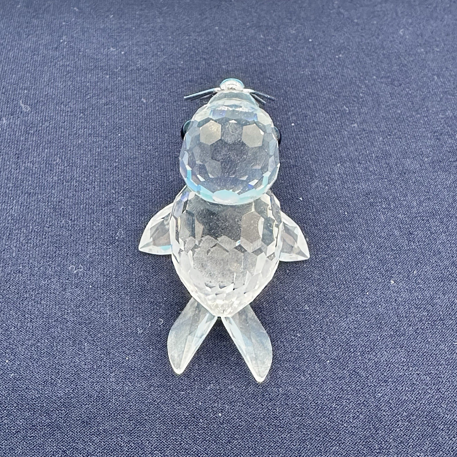 Swarovski Crystal Baby Seal Figurine Clear Faceted Glass Animal Black Eyes 7663