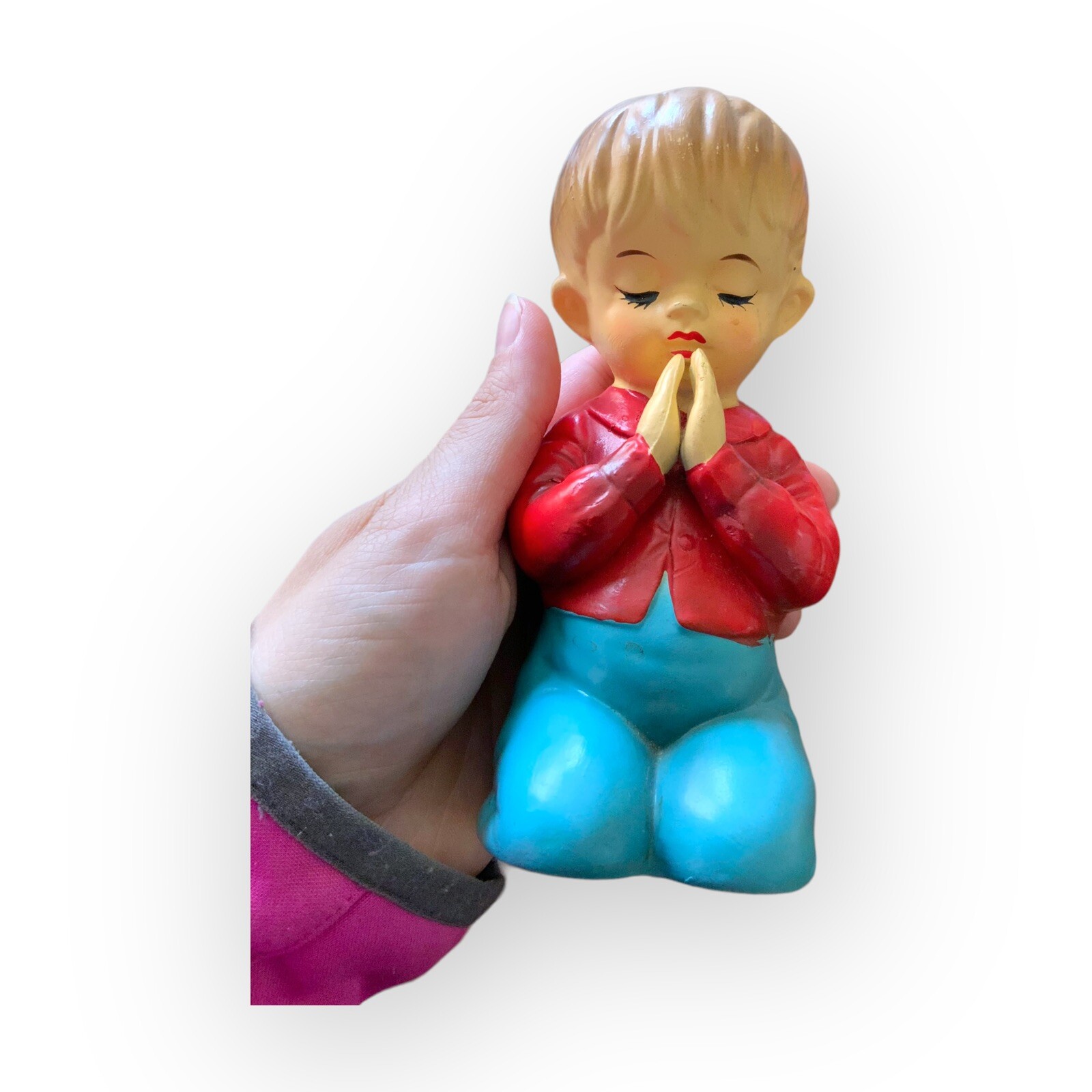 Vintage Norleans Praying Boy Figurine Japan 6.5” Ceramic Christian Nursery Decor