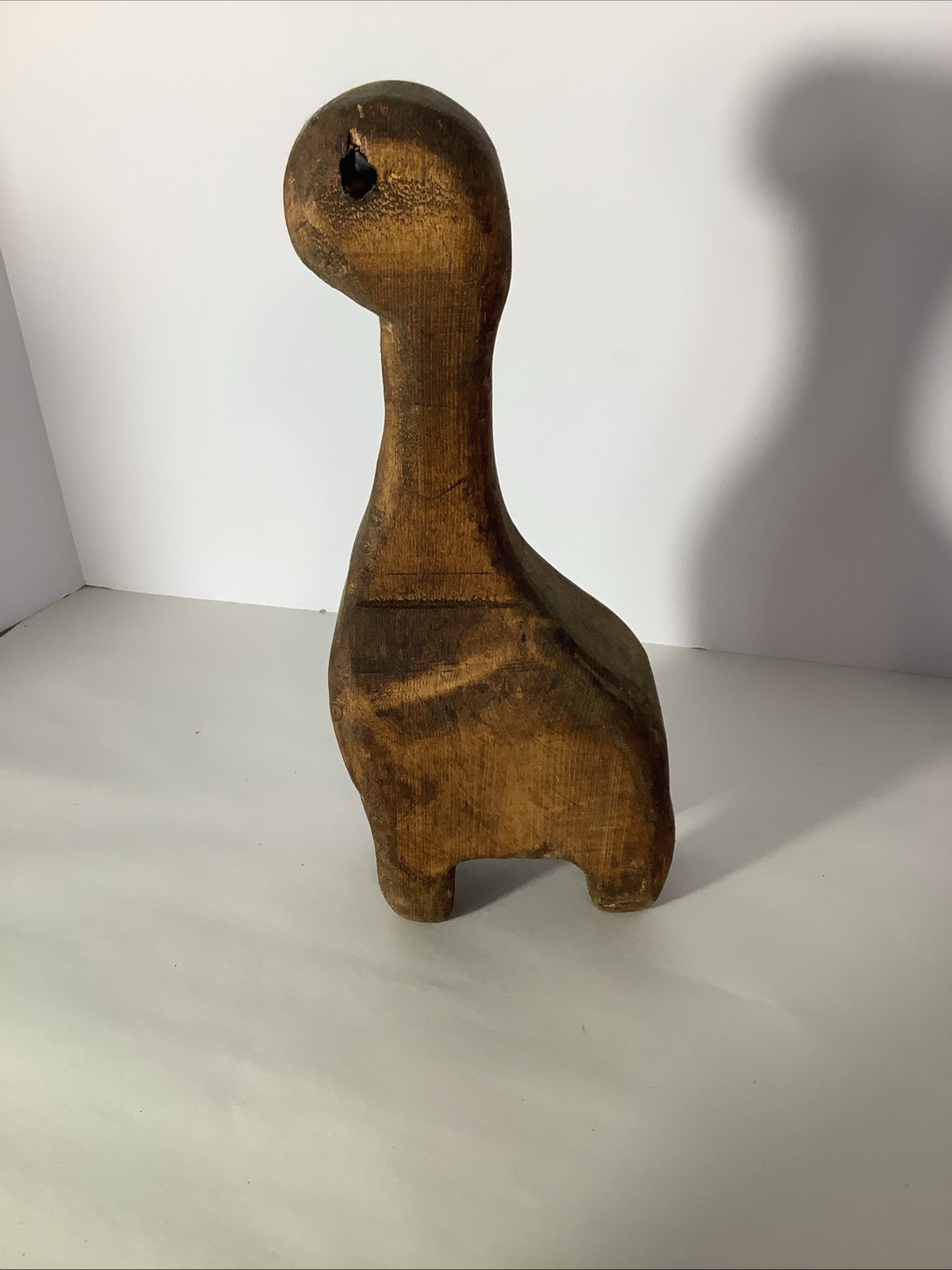 Wooden Hand carved Primitive Style Dinosaur 11 Inches Tall 4 Inches Wide