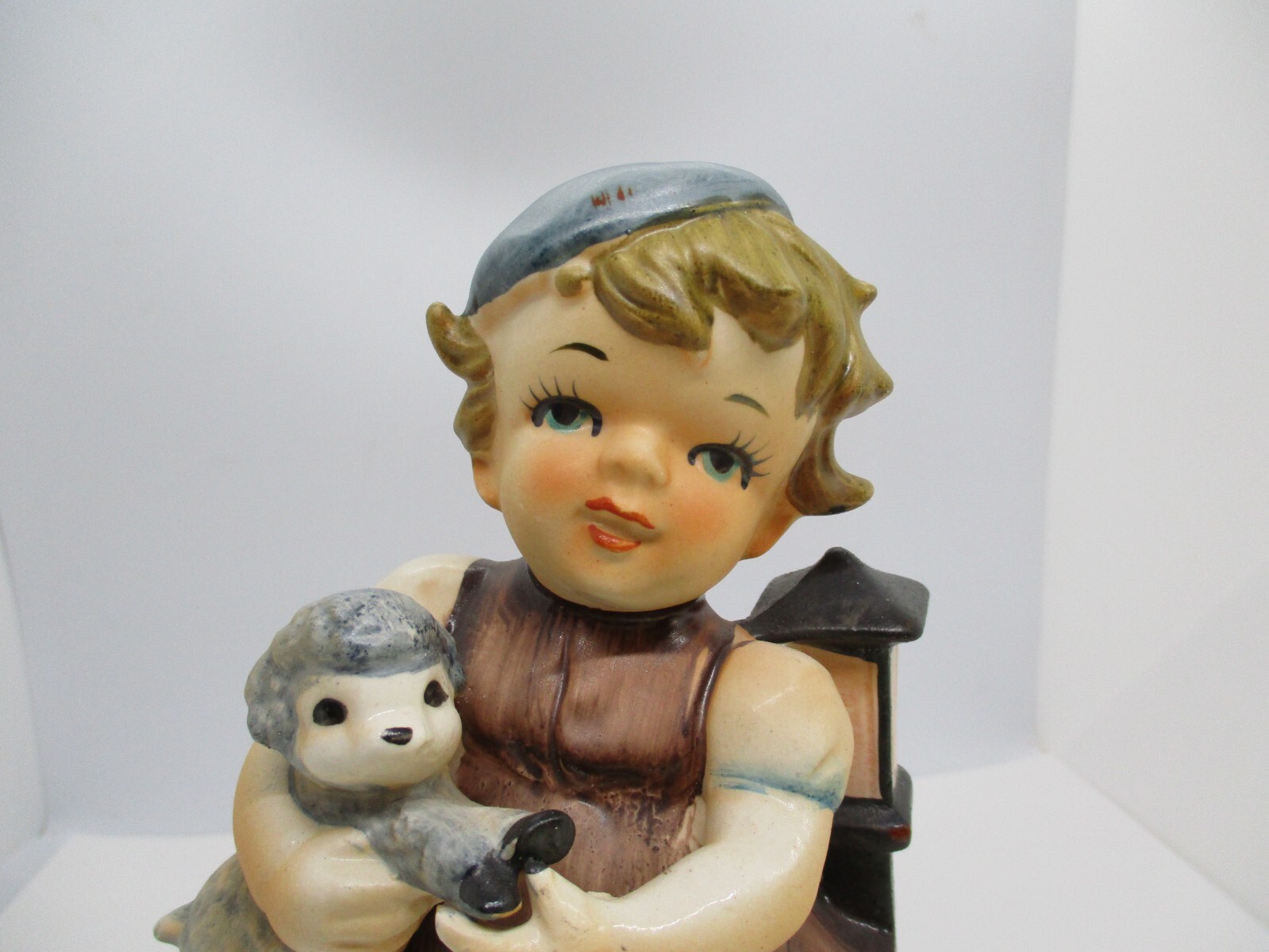 Lg 8″ Vintage Japan Brinnco Porcelain/Ceramic Hummel-Style Girl w/Lamb Figurine