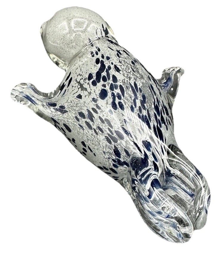 Vintage Paperweight Seal Shaped Gray Blue Dynasty Gallery 1951 Solid Glass