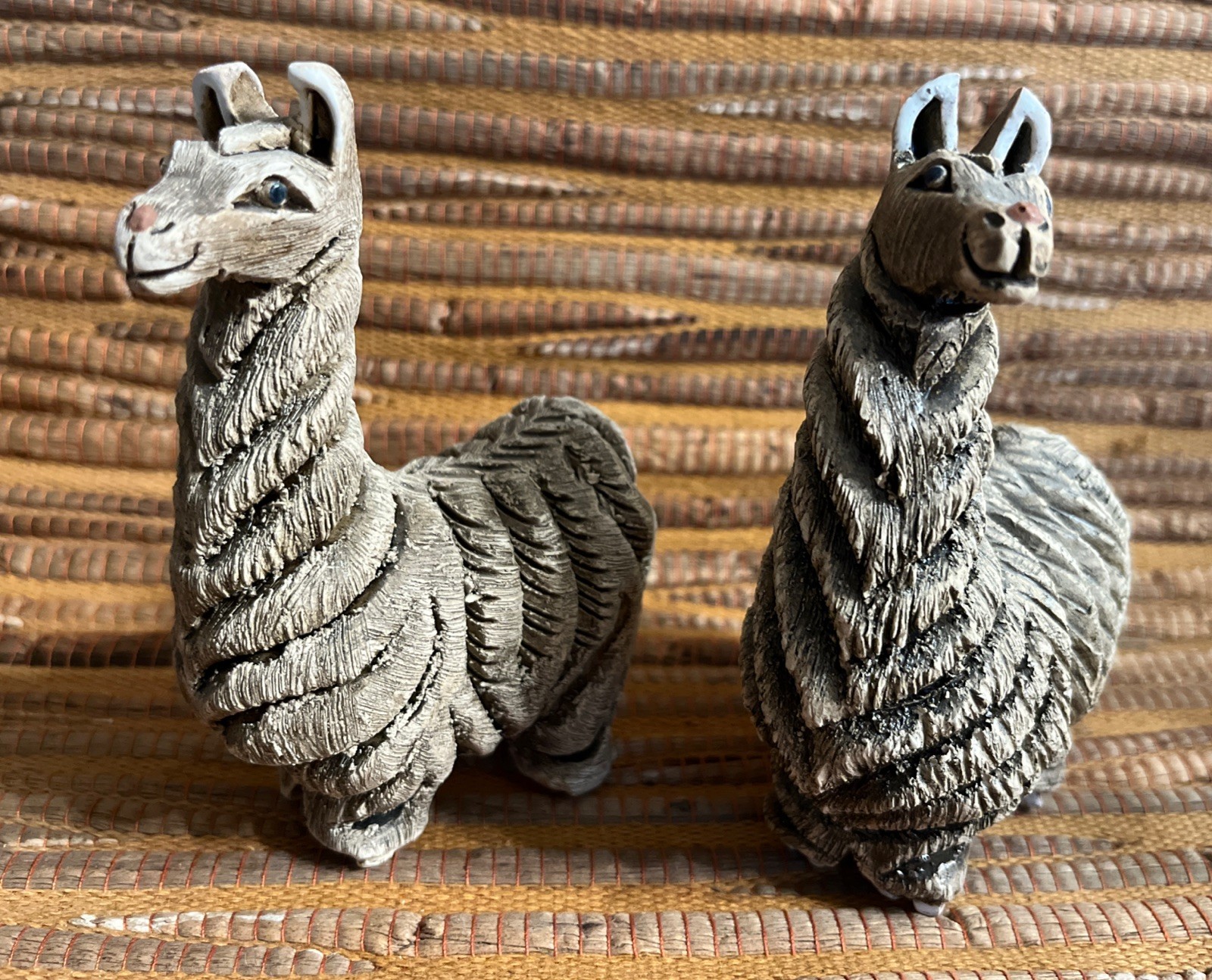 Riconada Artesian Llama Figurines, Set of (2) 4.25”, Signed