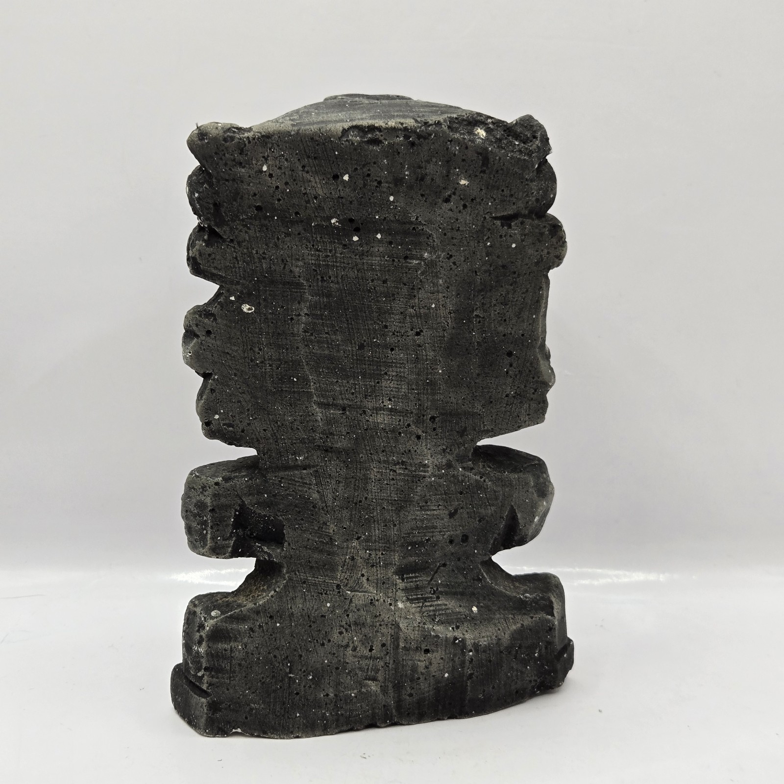 Rare AZTEC MAYAN INCA DEITY STONE/CHALKWARE STATUE TOTEM Black 6.5″H