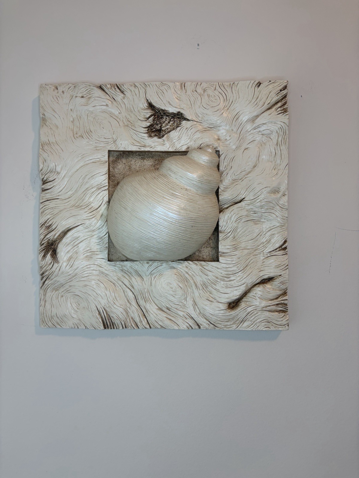 Jim Shore 2002 Spiral Seashell Hanging Wall Decor Plaque 12” Square 3D Rustic