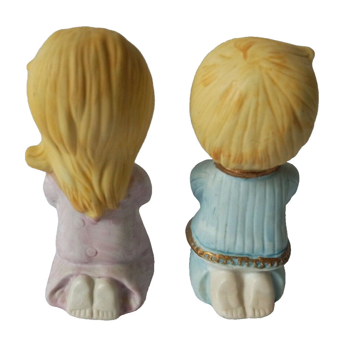 Vintage Homco 5211 Praying Boy and Girl Figurines Ceramic Bisque Christian