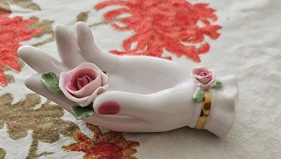 Lefton China Hand with embossed roses Lefton 1960s Vintage Porcelain