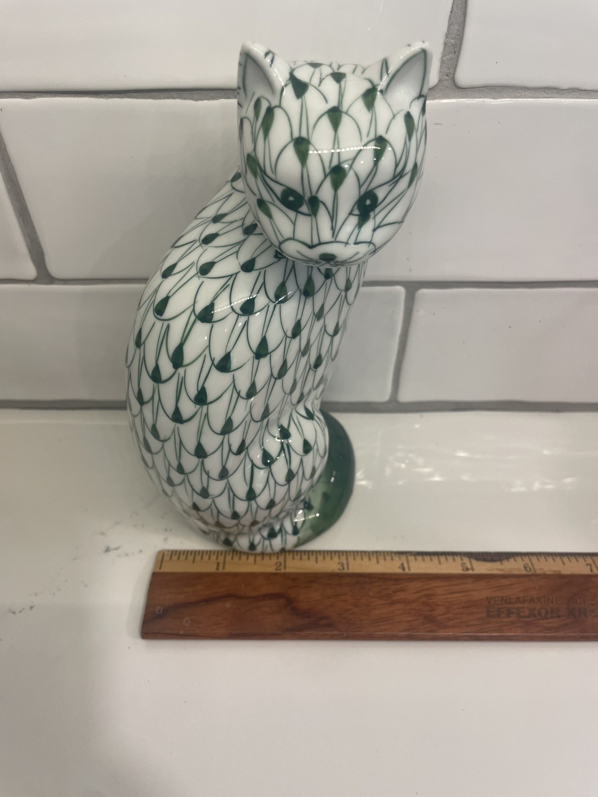 Vintage Andrea by Sadek porcelain hand painted cat figurine 8”