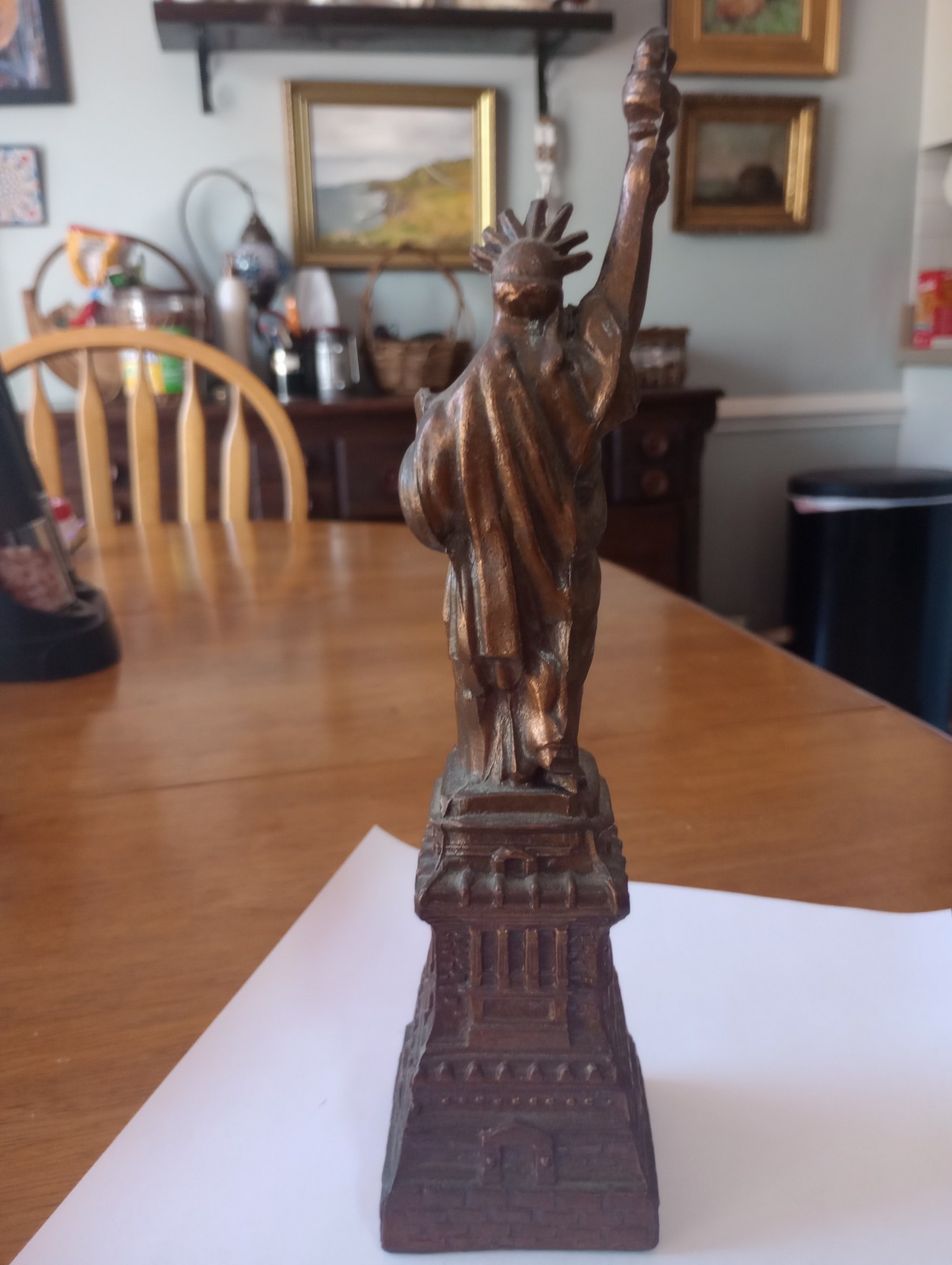 Statue of Liberty Metal Figurine 10 in Antique Finish Brown Historical Decor