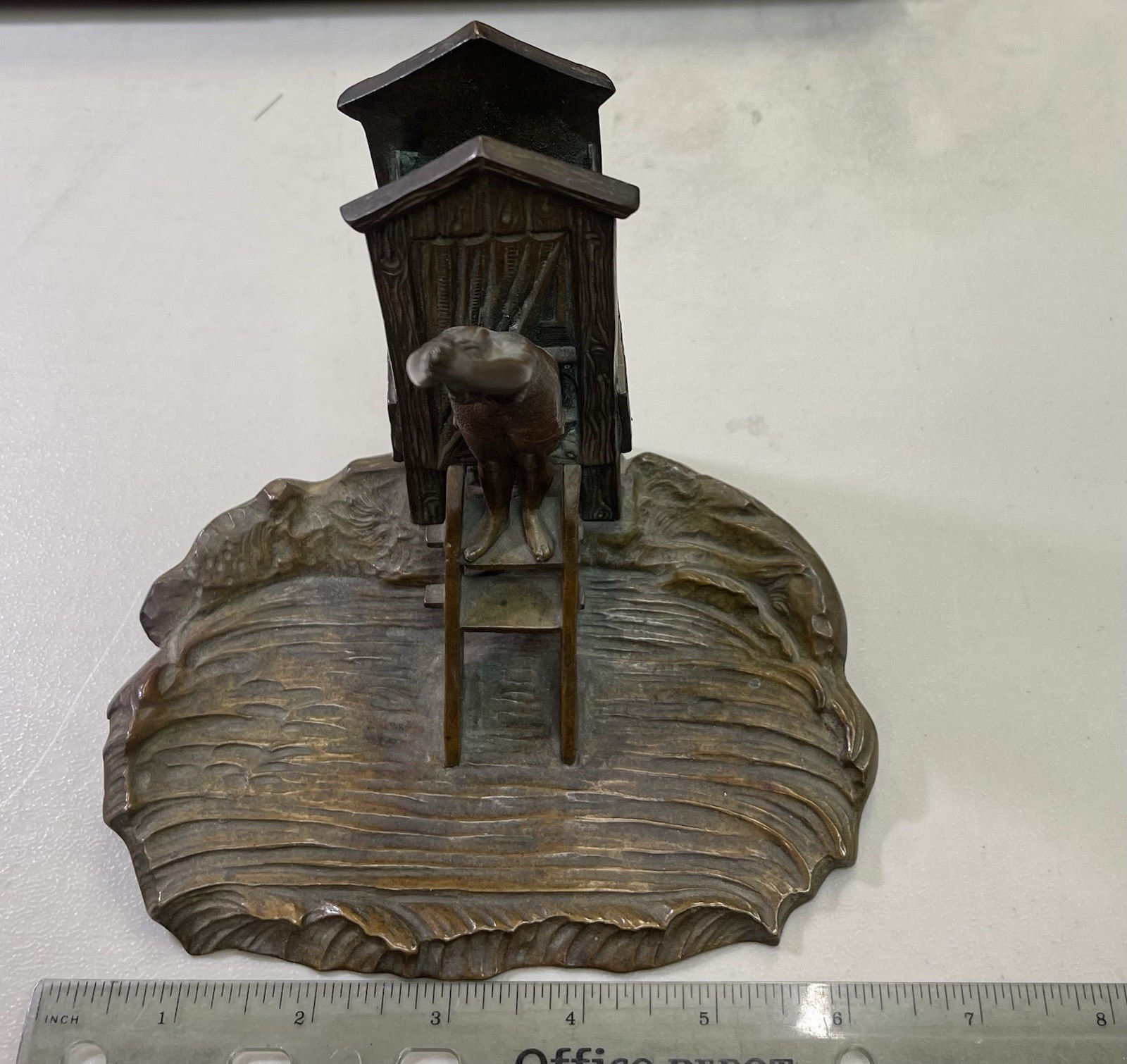 1900 Erotic Bronze Figurine – Beach Bathing Beauty Match Holder TJ1467