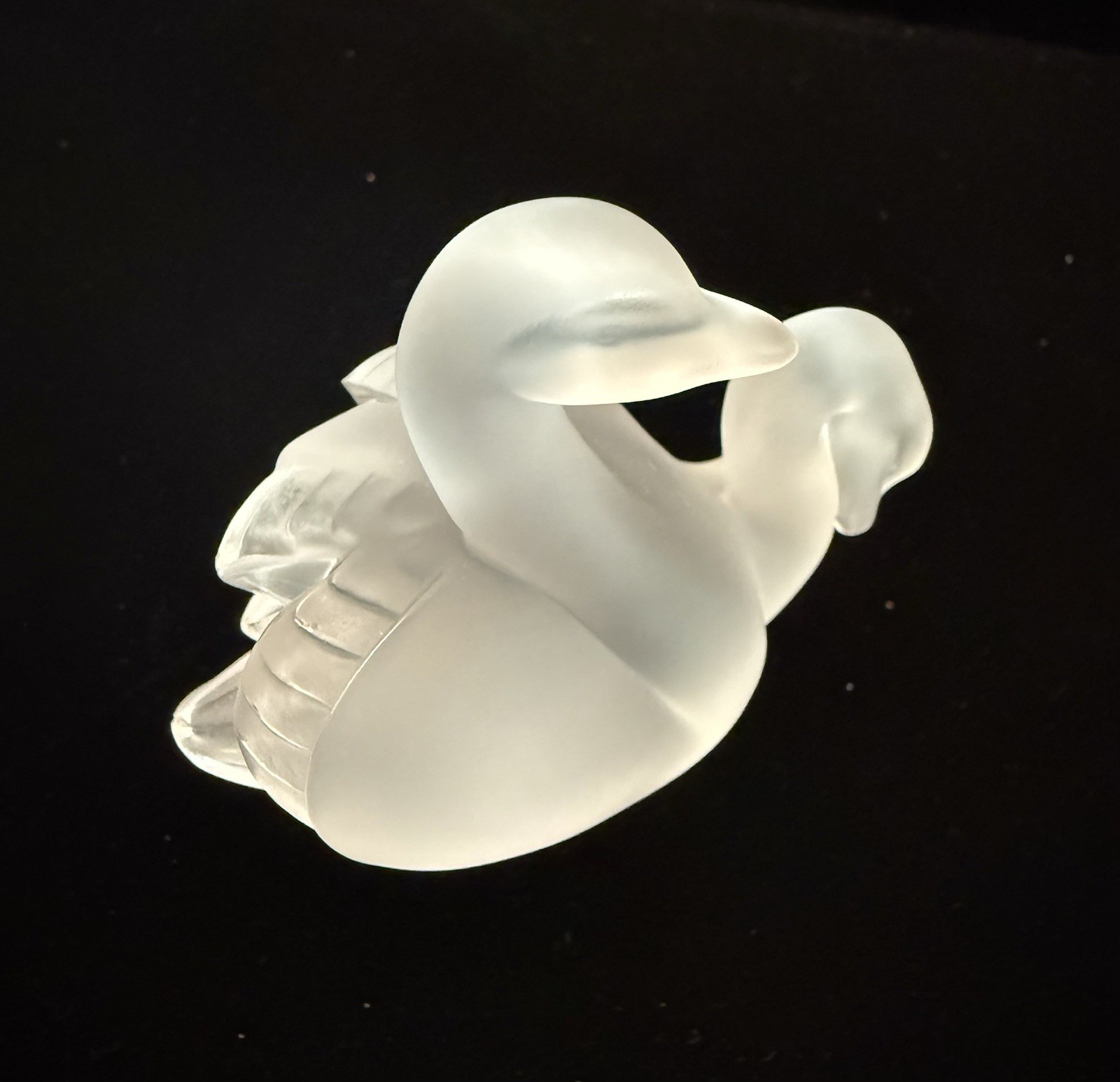 Vintage Lalique Frosted Crystal Double Swan Figurine – Mint