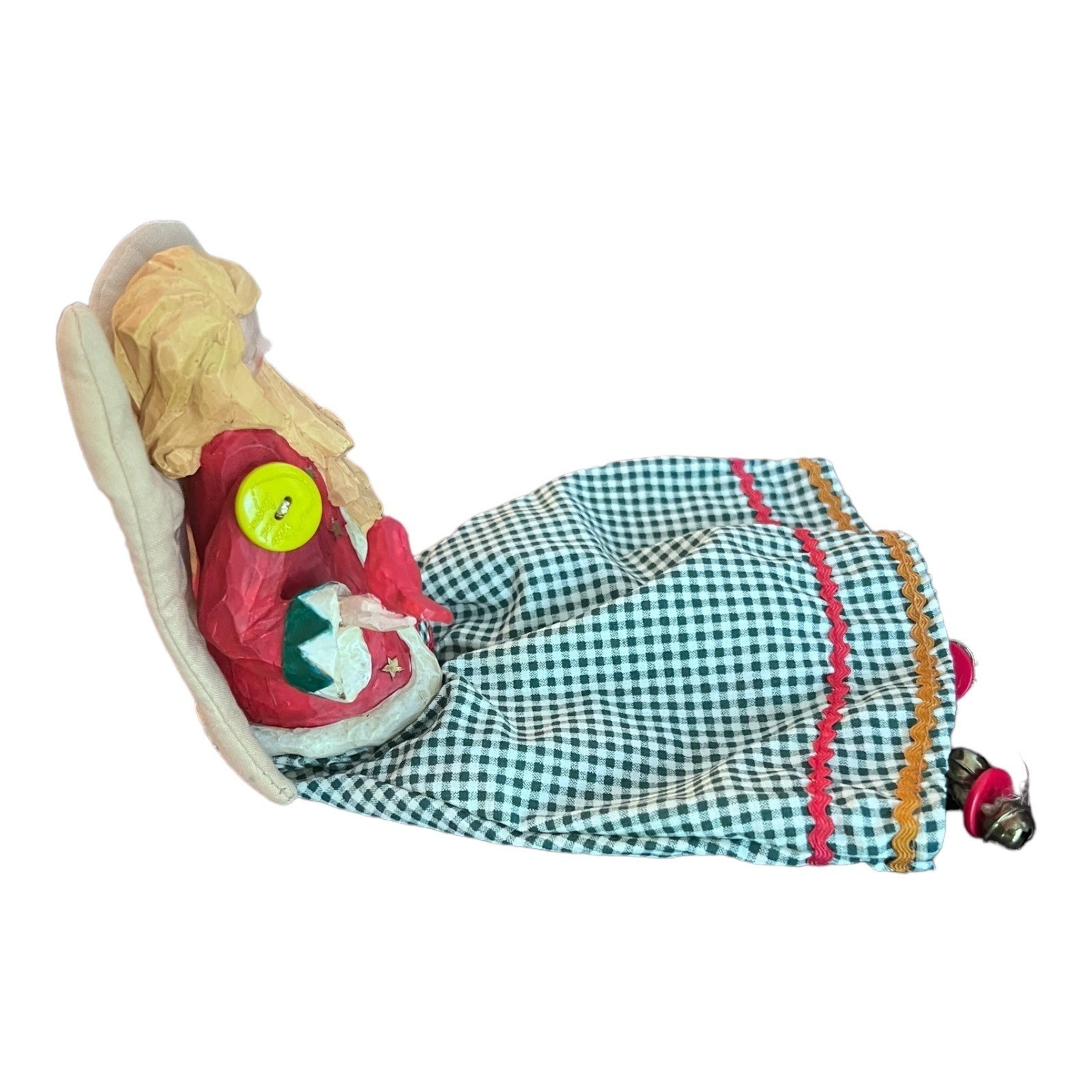 Russ Shelf Sitter Angel Figurine 11″ Resin & Fabric With Movable Arms Farm Style