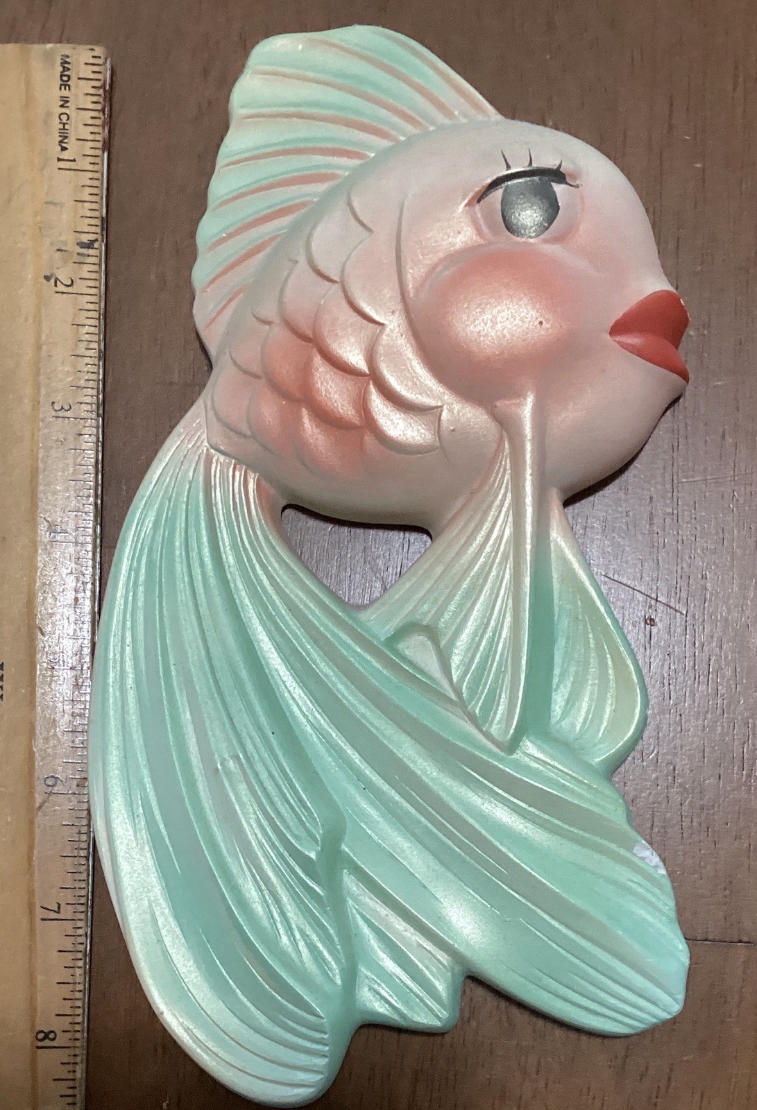 Vintage Anthropomorphic 1964 Miller Studio Chalkware Pastel Fish Wall Art Decor