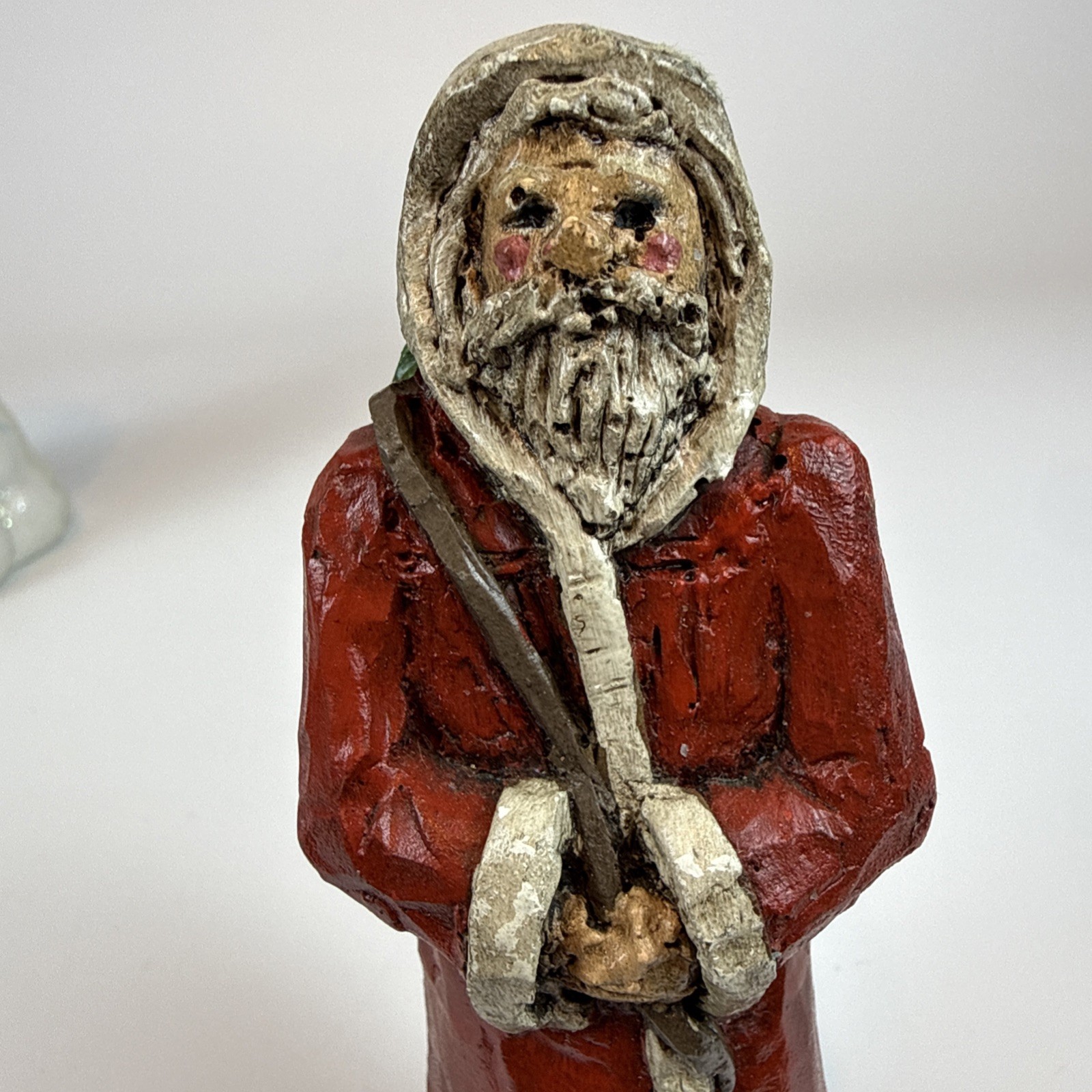 Vintage 1986 Trippies Old World Santa Claus Figurine Faux Wood Resin Christmas