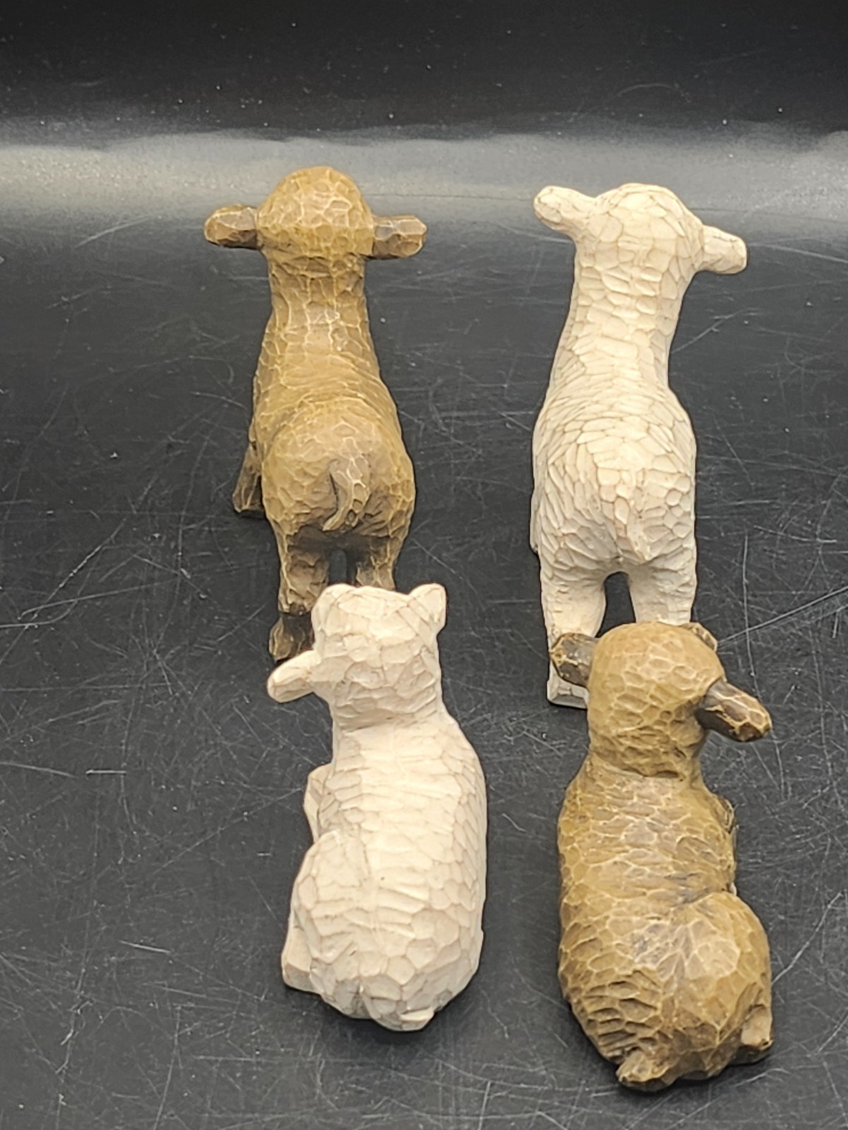 2002 Willow Tree Sheep Standing/Sitting Set Of 4 Nativity Figures Brown/Beige