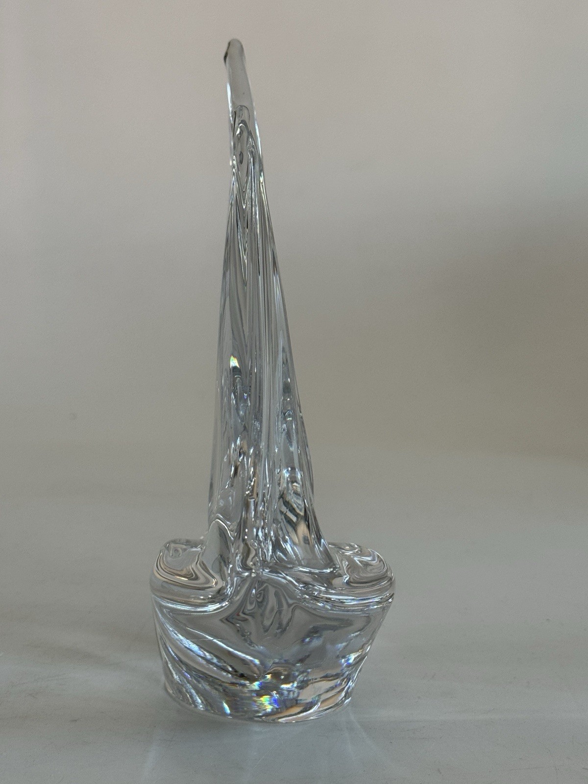 Daum Crystal Sailboat France Signed 7.75” Modern Nautical Art Glass Sculpture
