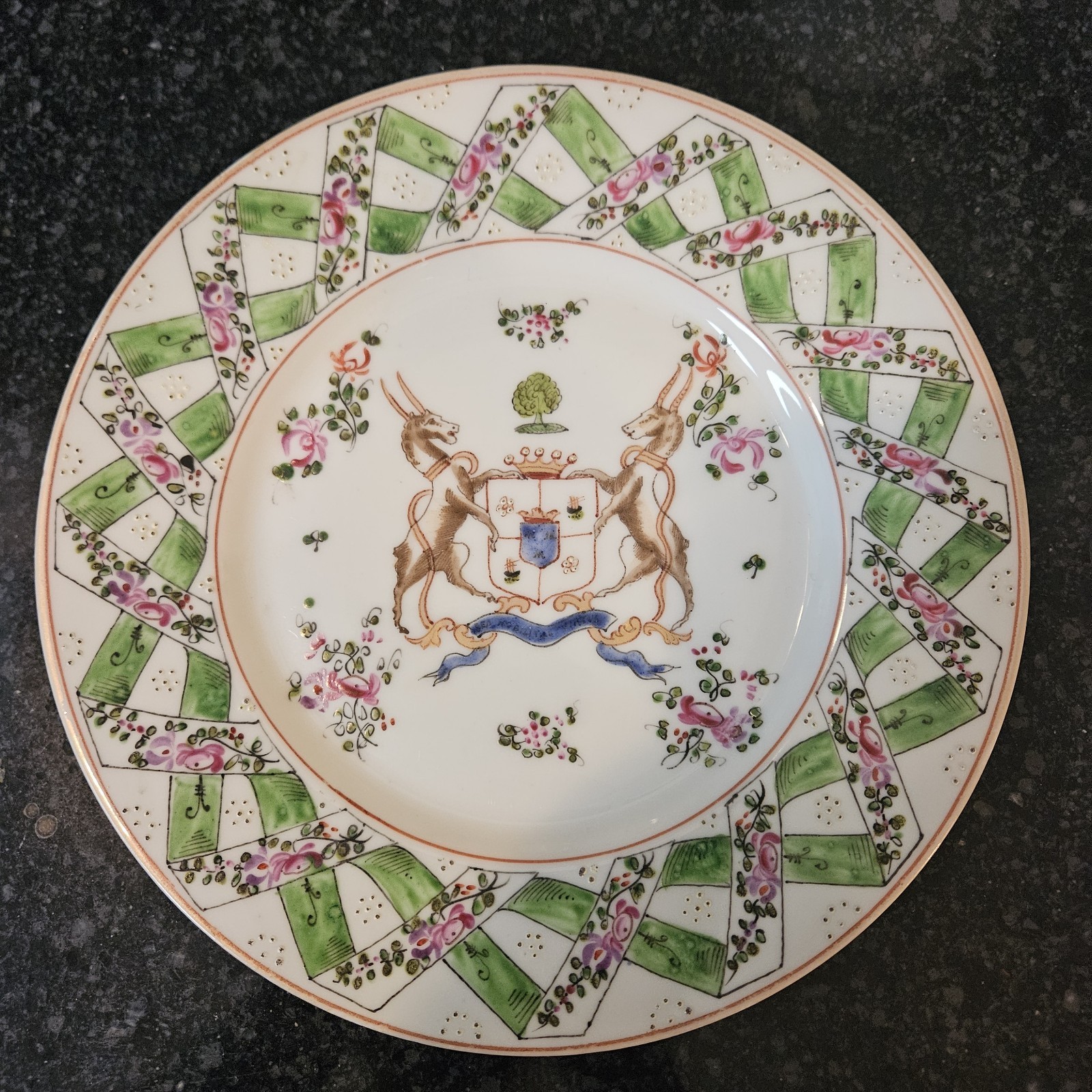 RARE Pattern Armorial Edme Samson Signed Plate 1800s