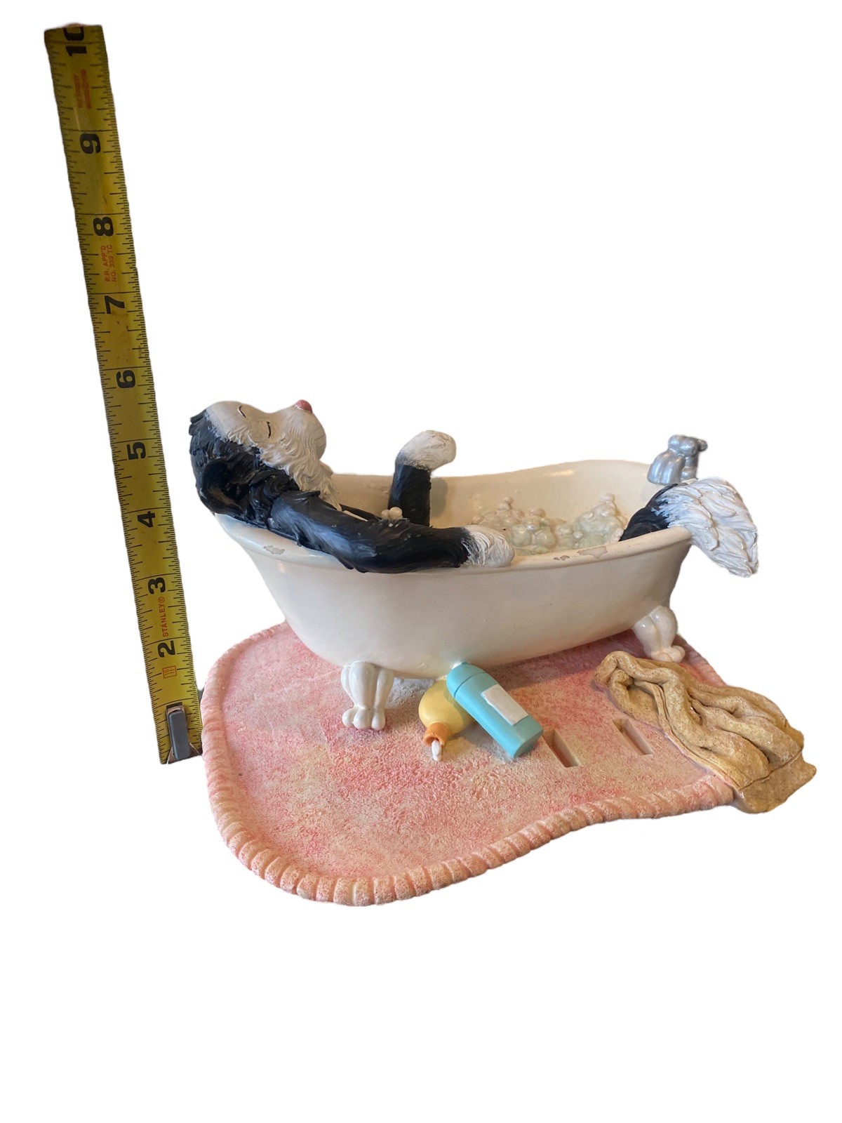 VTG Cat In Tub Resin Decorative Figure Bathroom Decor