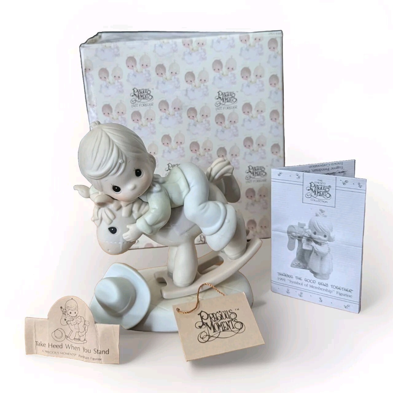 Precious Moments “Take Heed When You Stand” #521272 With Box, Cards, Pamphlet