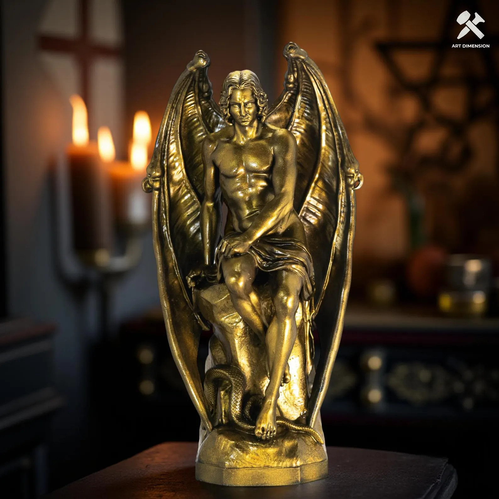 Angel of Evil resin art sculpture of Lucifer by Joseph Geefs Bronze finish