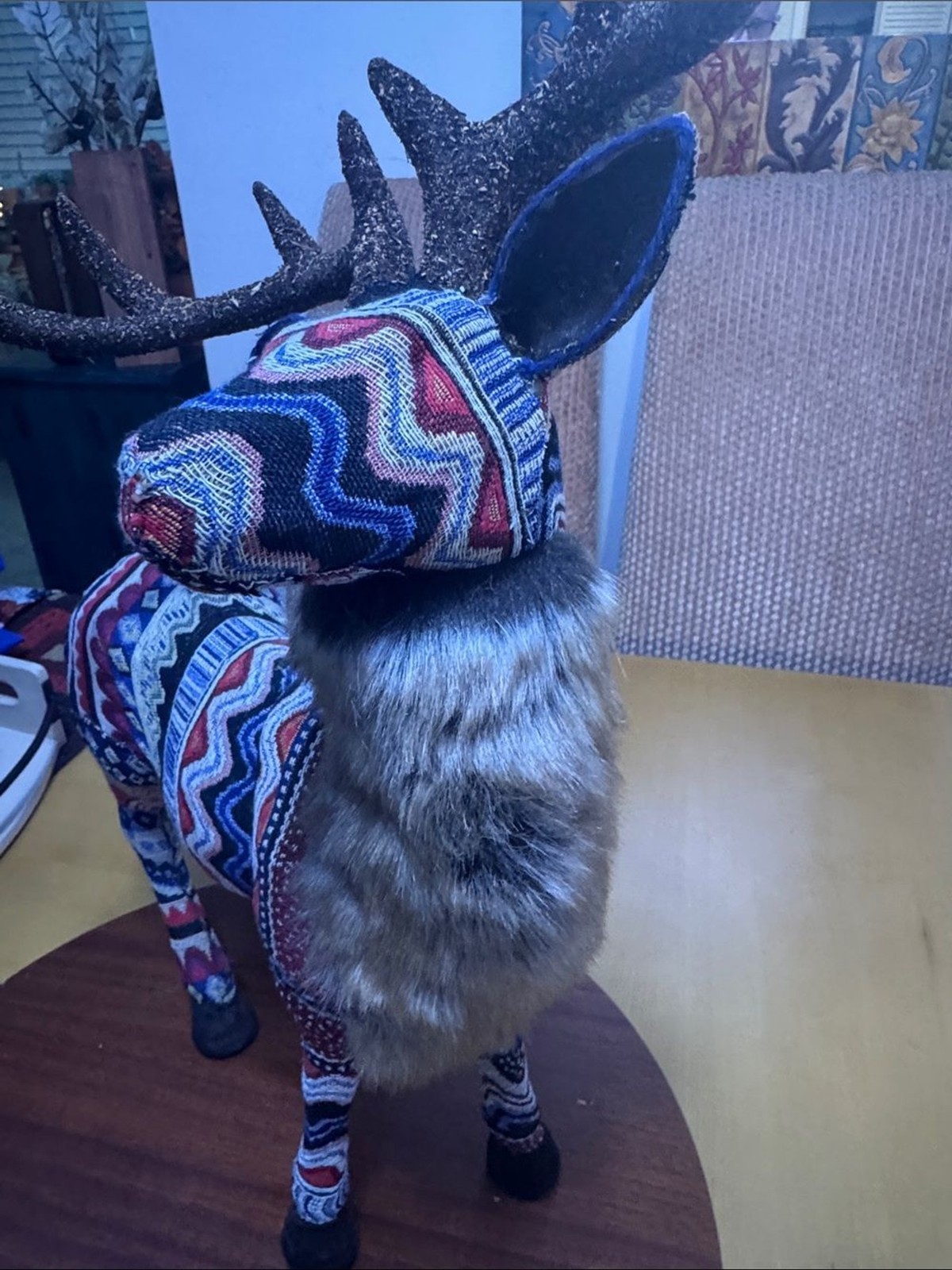 Decorative Patterned Fabric Elk Figurine – Multicolor