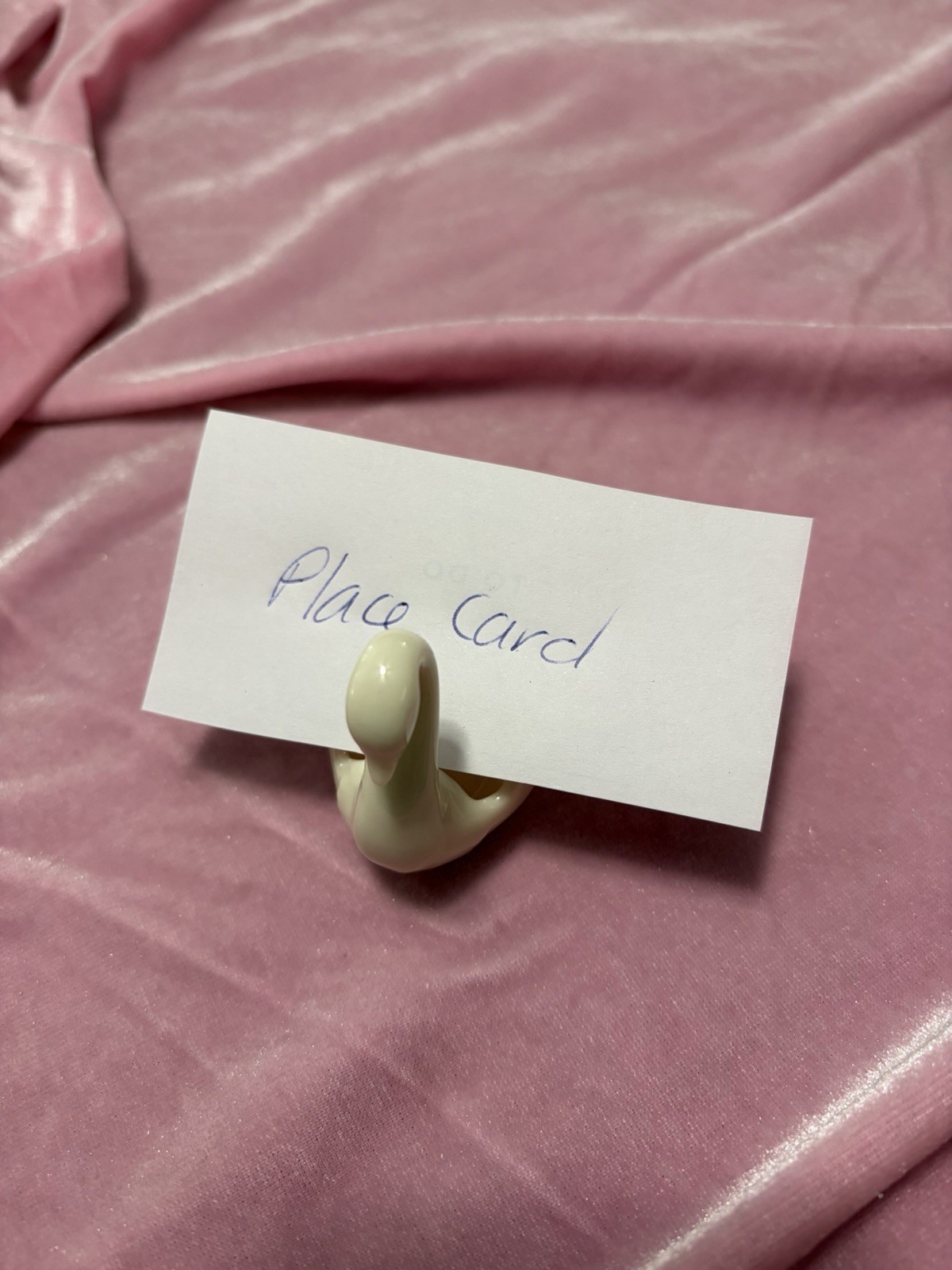 Vintage 2″ Lenox Ivory Porcelain Swan Placecard or Ring Holder “To The Bride”