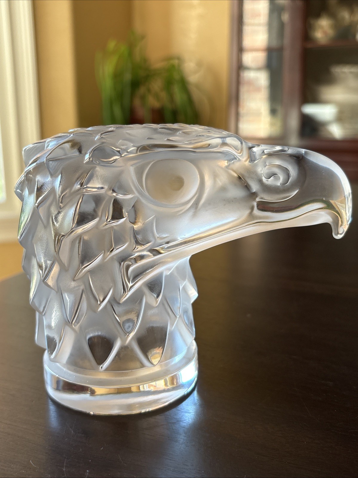 Lalique Eagle Head Hood Ornament Tête D’Aigle Figurine Paperweight Glass Crystal