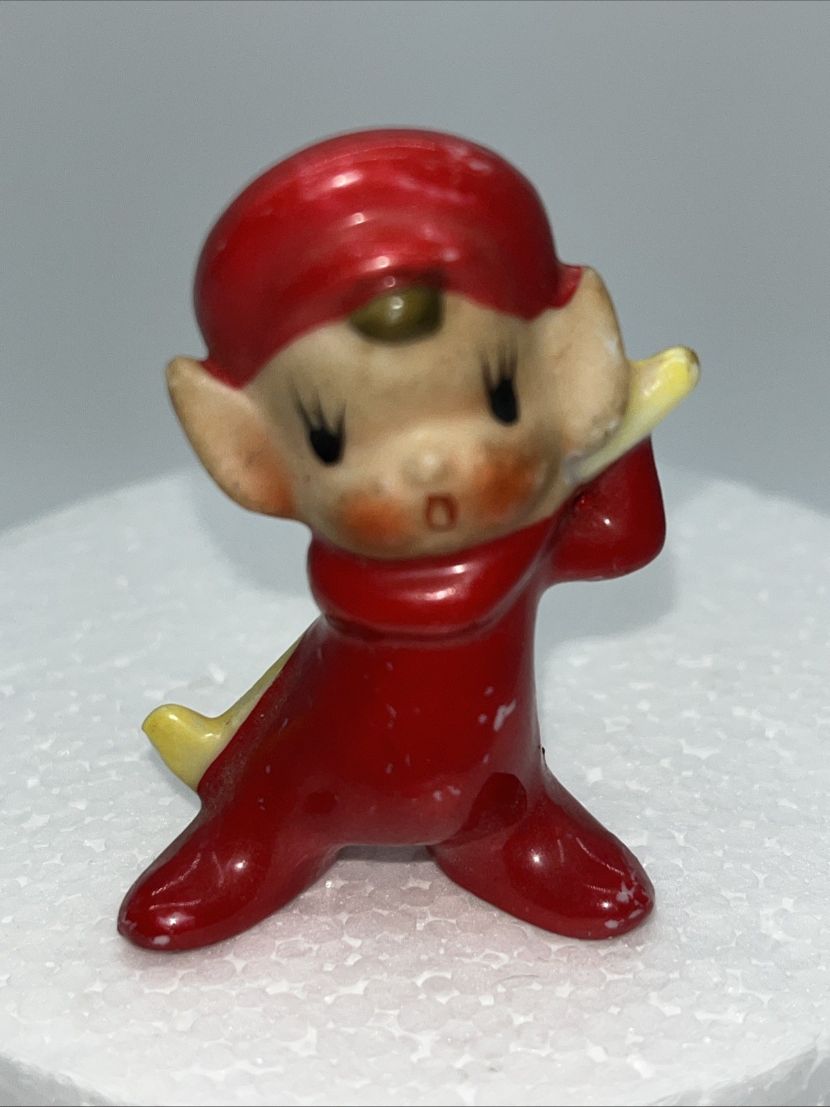 Vintage Mini Red Elf Pixie Swinging Golf Club Figurine Golfer Ceramic Japan