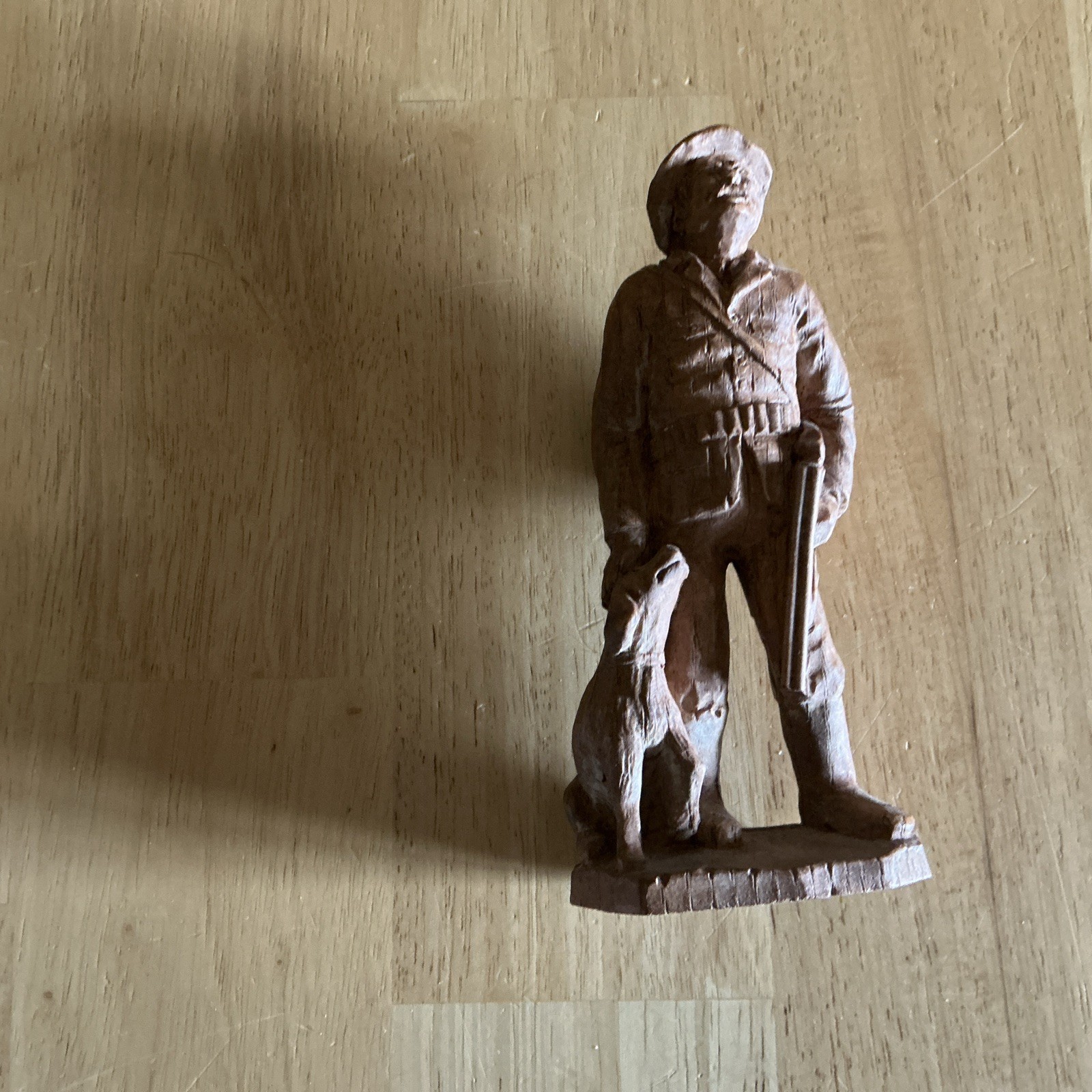Small Black Forest or Alpine Hand Carved Huntsman Hunter Sculpture Austria 7 12”