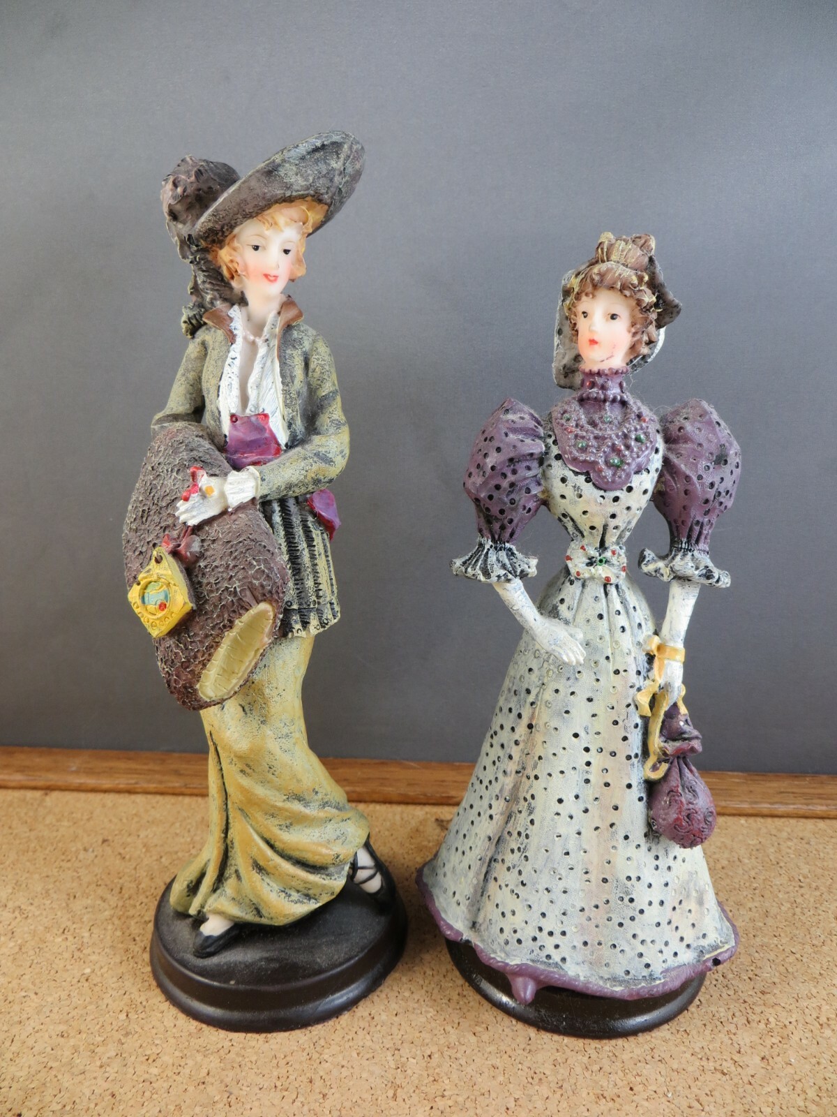 2 Resin Victorian Lady Women Fashion Figurine B’s Collection Purple Outfits 7″