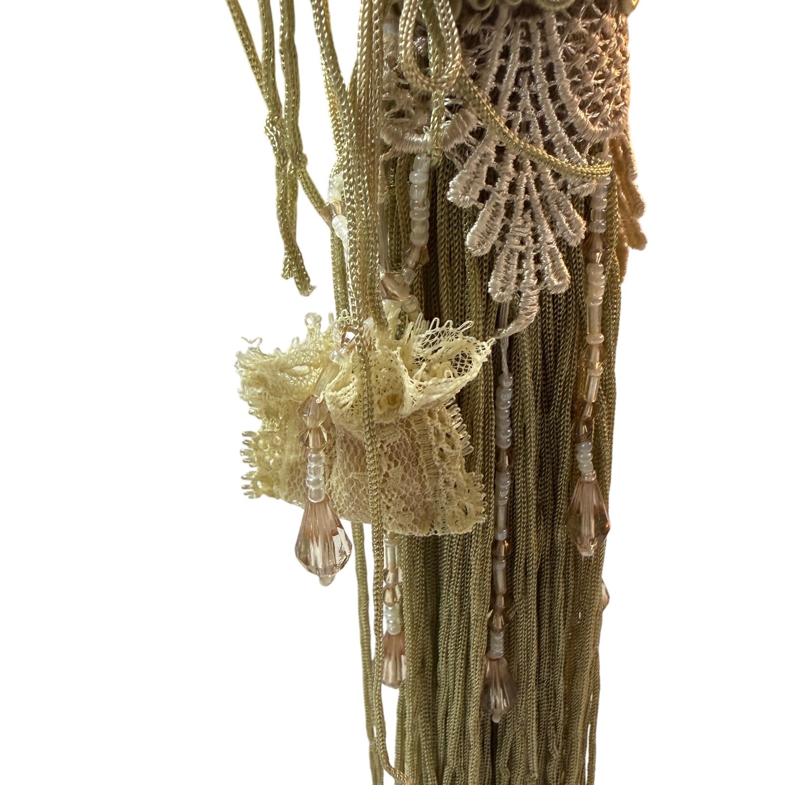 Vintage Victorian Lady Porcelain Figurine Doll Tassel Dress Edwardian Decor